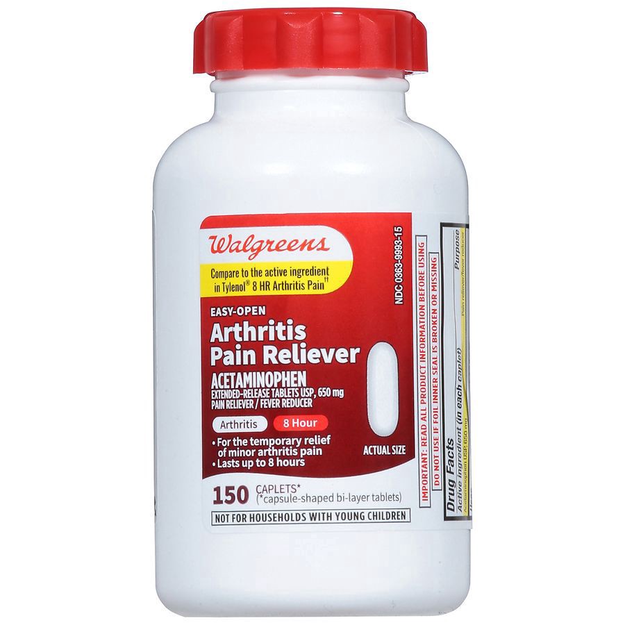 slide 1 of 3, Walgreens Arthritis Pain Reliever Acetaminophen 650mg Caplet, 150 ct