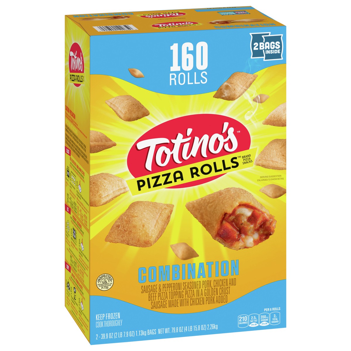 slide 8 of 11, Totino's Pizza Rolls, Combination, Frozen Snacks, 79.8 oz, 160 ct, 2 ct