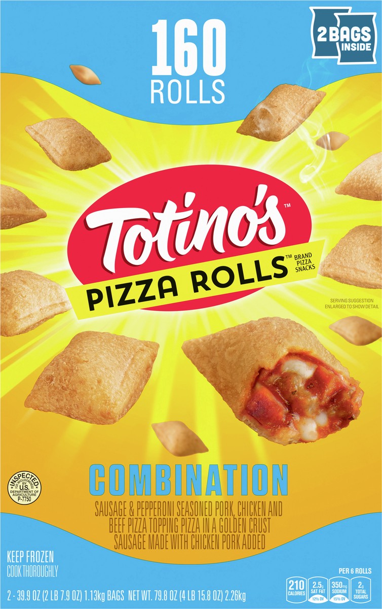 slide 11 of 11, Totino's Pizza Rolls, Combination, Frozen Snacks, 79.8 oz, 160 ct, 2 ct