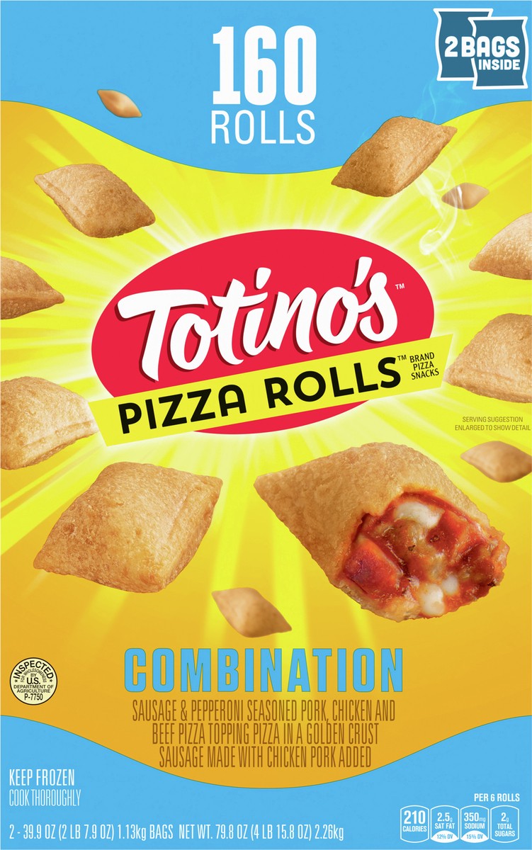 slide 5 of 11, Totino's Pizza Rolls, Combination, Frozen Snacks, 79.8 oz, 160 ct, 2 ct