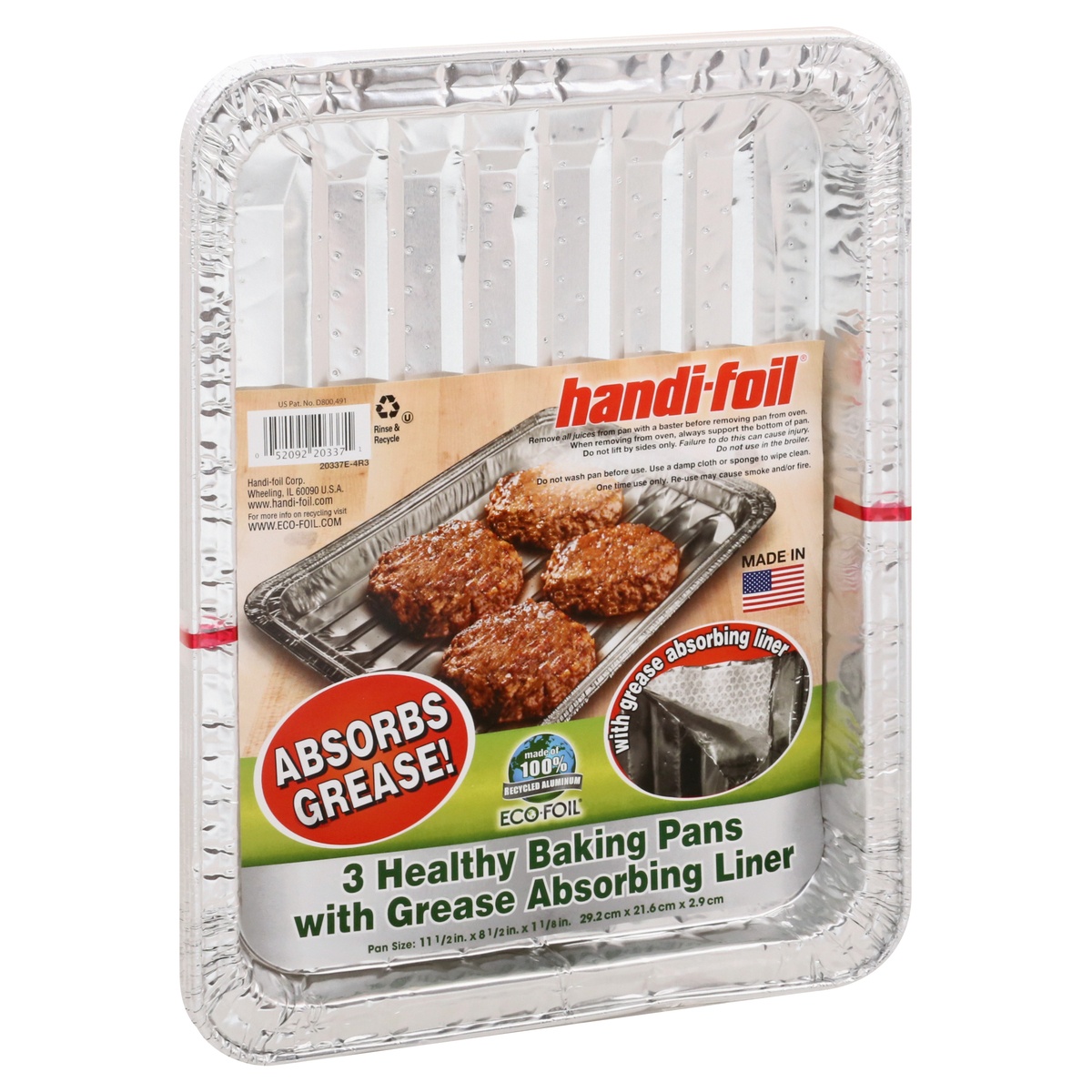 slide 2 of 9, Handi-foil Healthy Baking Pans with Grease Absorbing Liner 3 ea, 