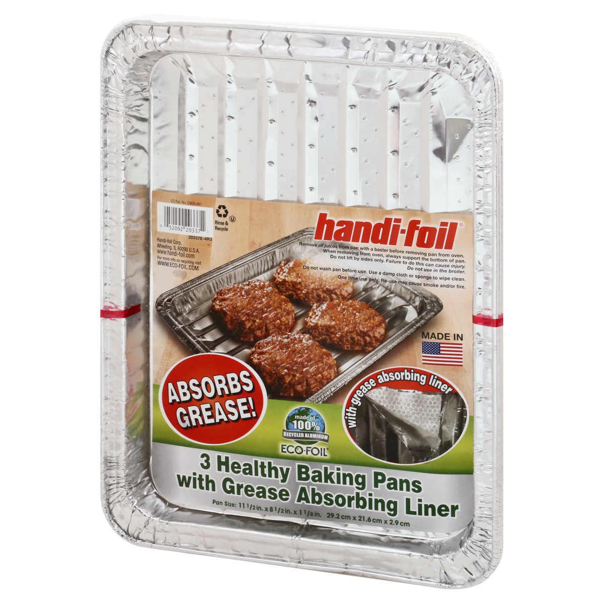 slide 3 of 9, Handi-foil Healthy Baking Pans with Grease Absorbing Liner 3 ea, 