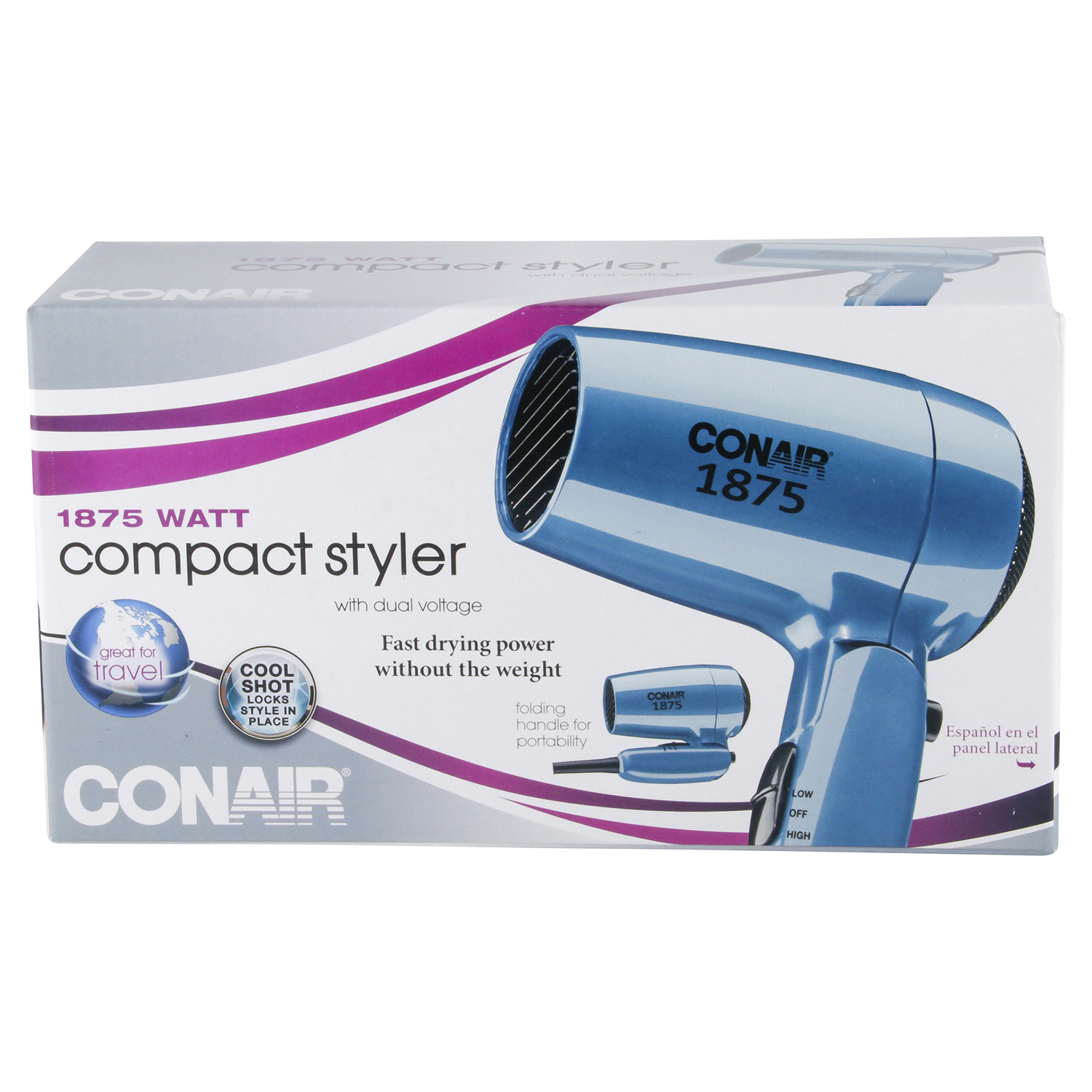 slide 1 of 3, Conair Compact Styler Folding Handle Hair Dryer, 1 ct