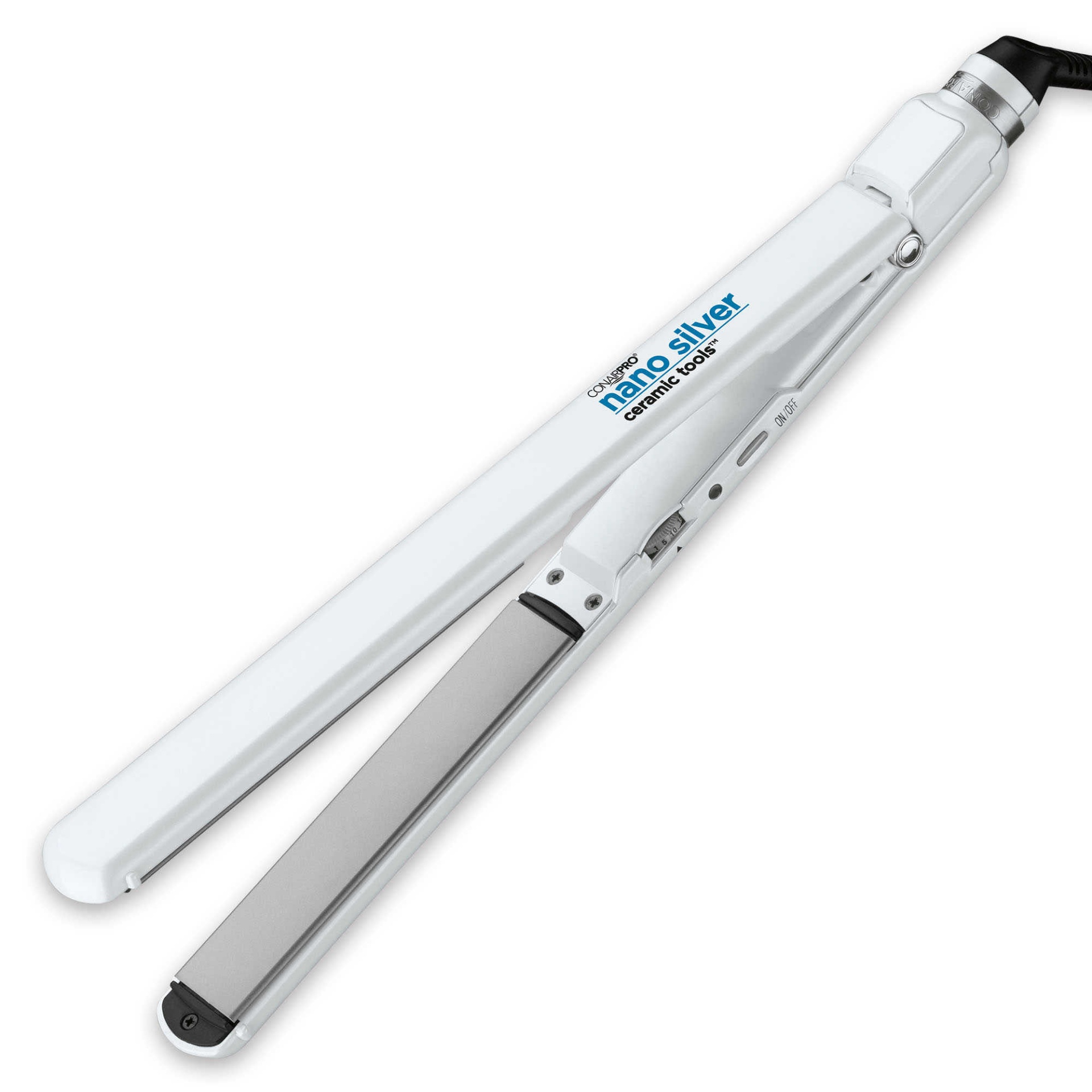 slide 1 of 1, Conair Pro Nano Silver Flat Iron In Silver/White, 1 ct