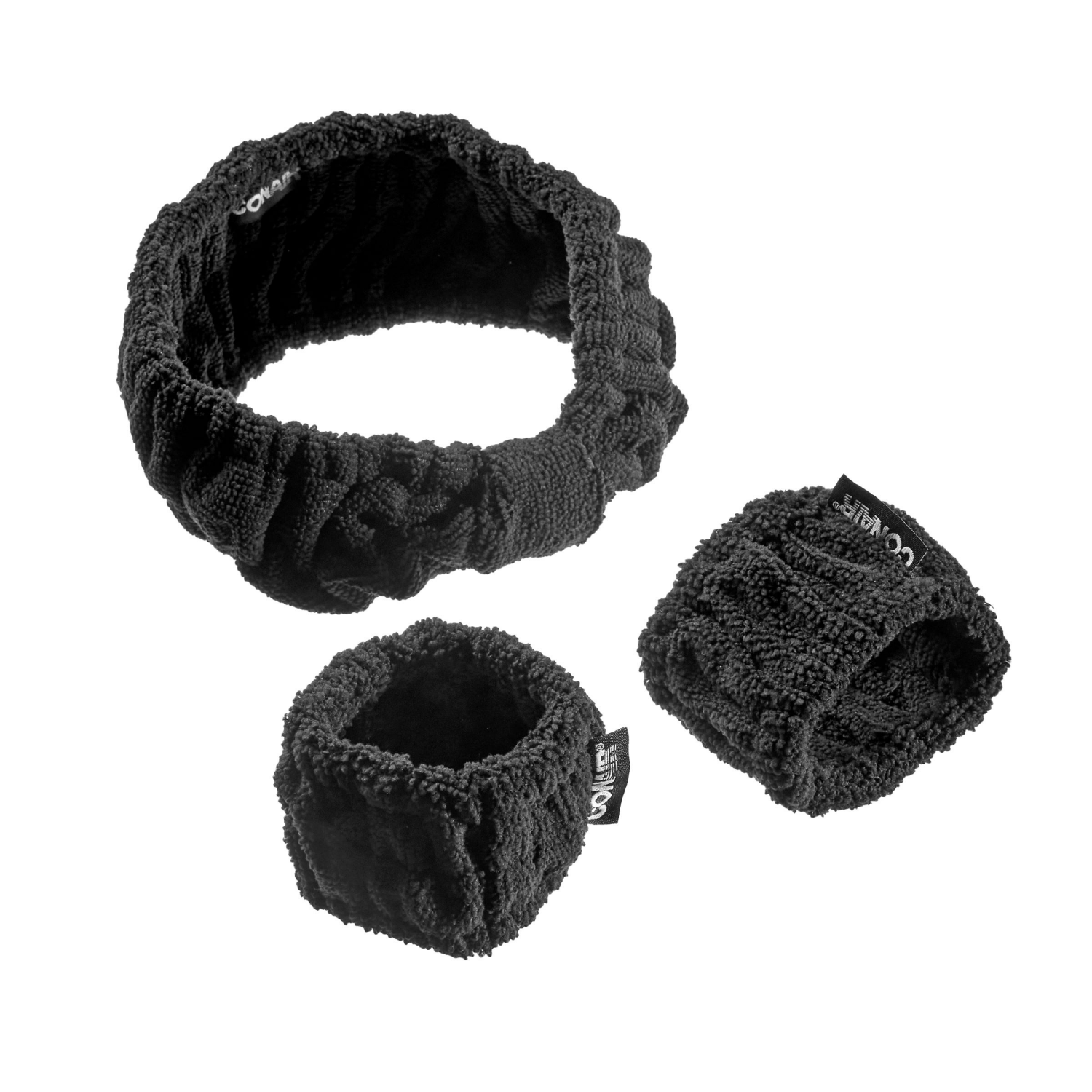 slide 2 of 2, scünci Scunci Spa Headwrap Wristband Set Black 3 pc, 3 ct