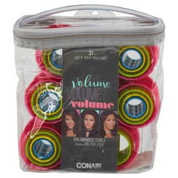 Conair Voluminous Curls Smooth & Lift Self-Grip Rollers Assorted Sizes 31 ea