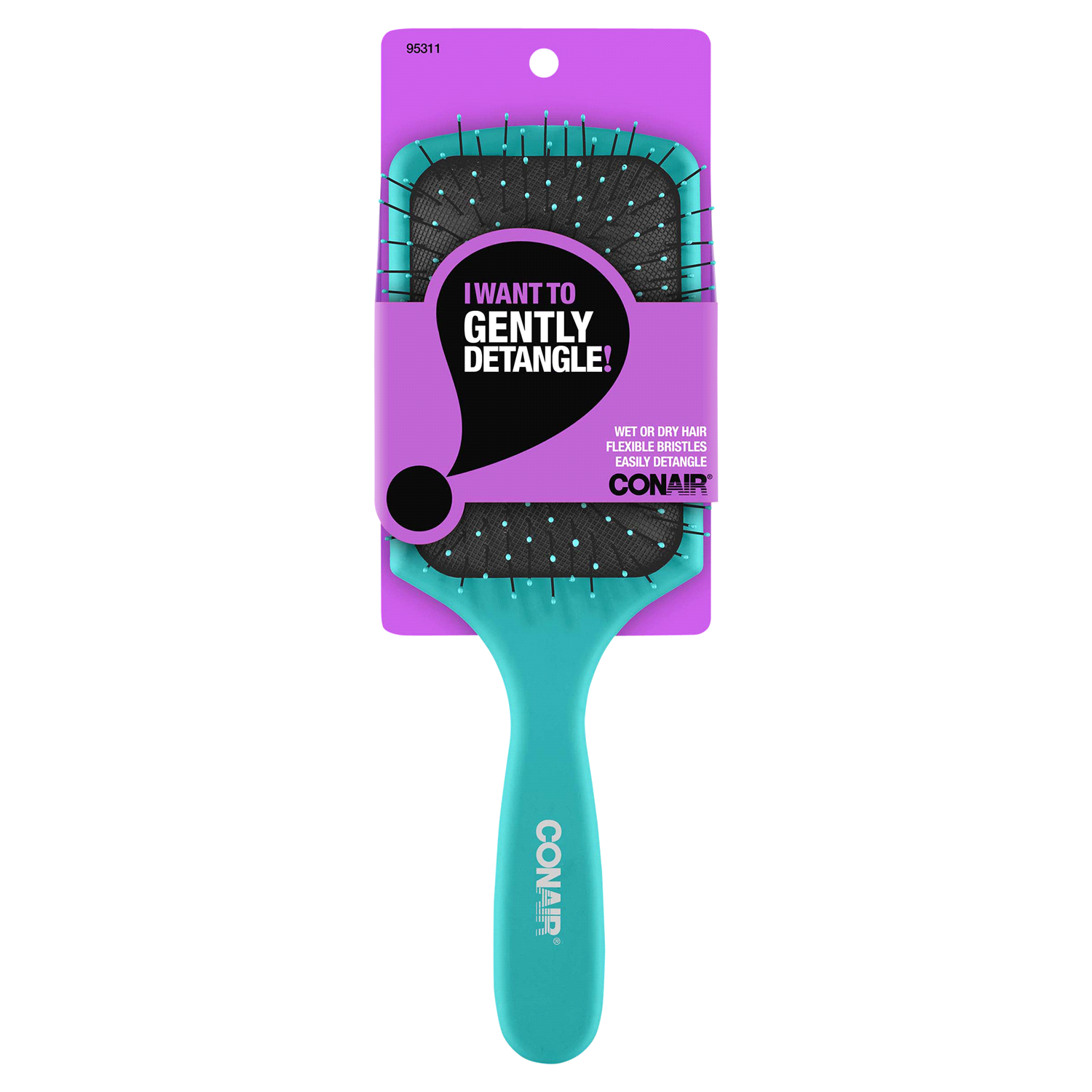 slide 2 of 4, Conair Detangle Wet or Dry Hair Paddle Brush, 1 ct