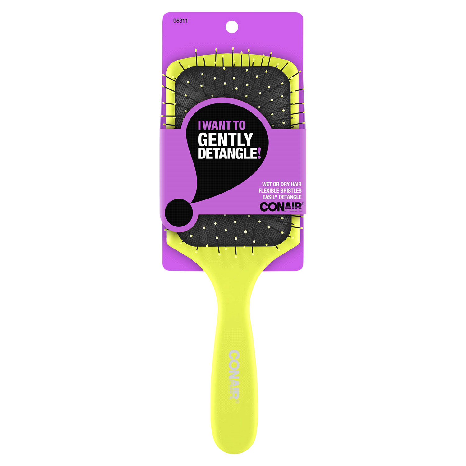 slide 1 of 4, Conair Detangle Wet or Dry Hair Paddle Brush, 1 ct