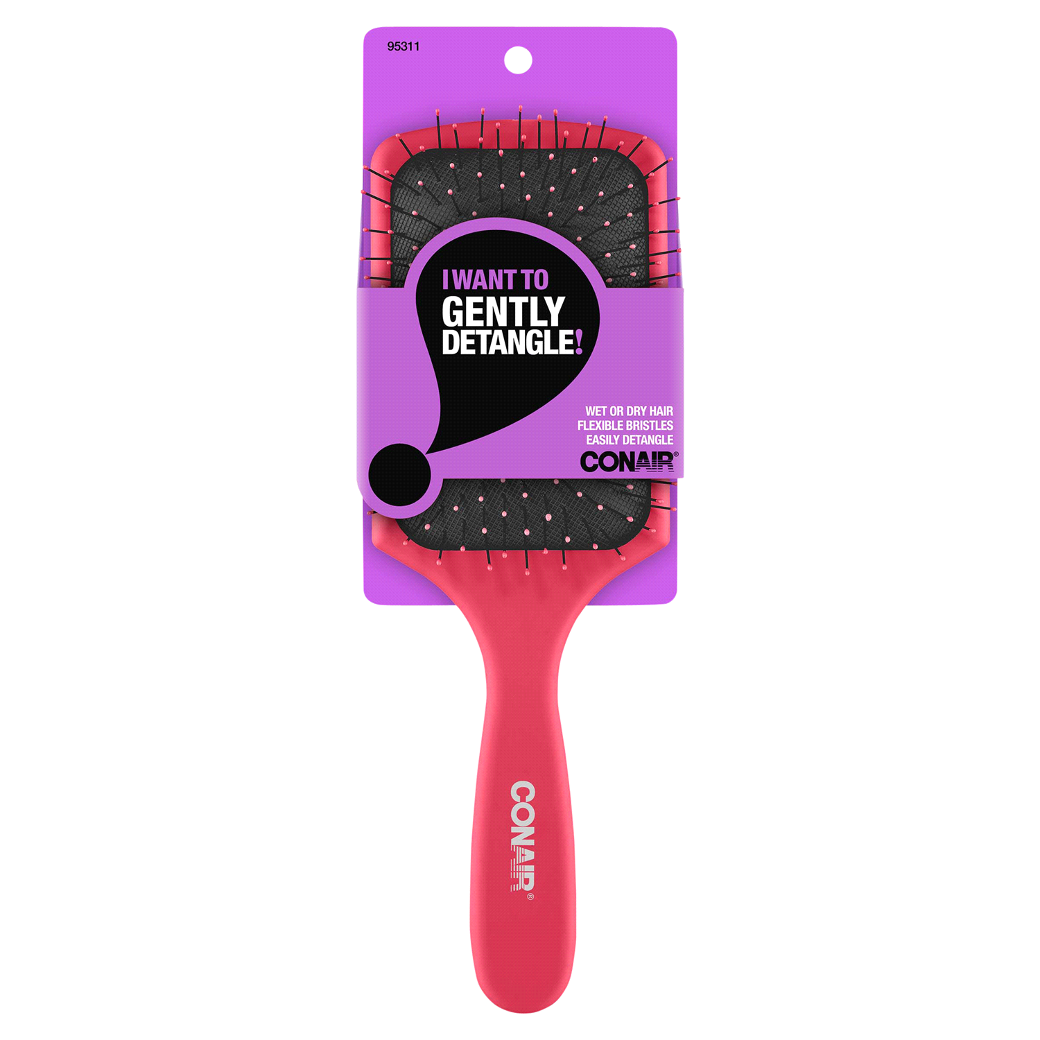 slide 4 of 4, Conair Detangle Wet or Dry Hair Paddle Brush, 1 ct