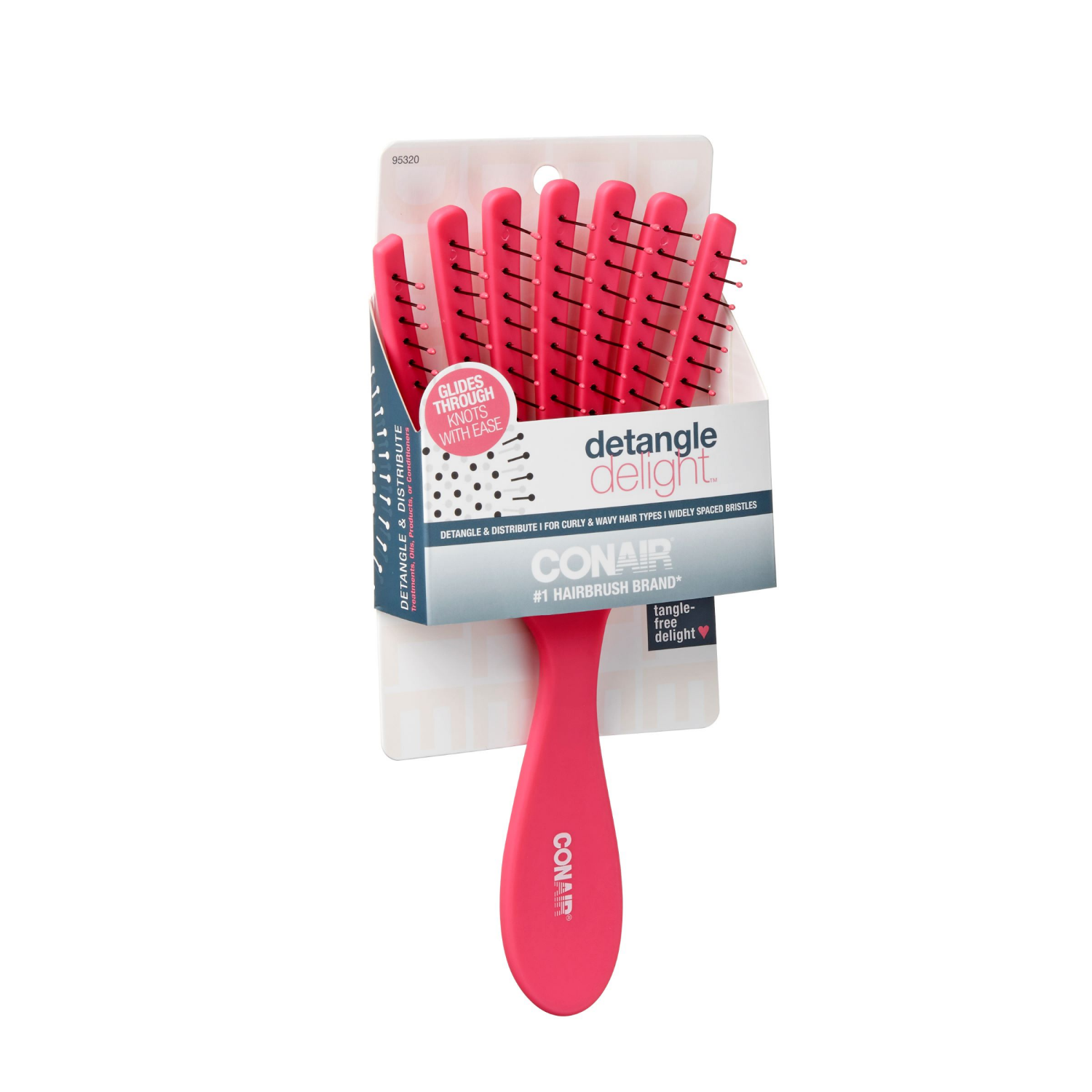 slide 1 of 1, Conair Detangle Delight Curly Hair Detangling Hair Brush, 1 ct