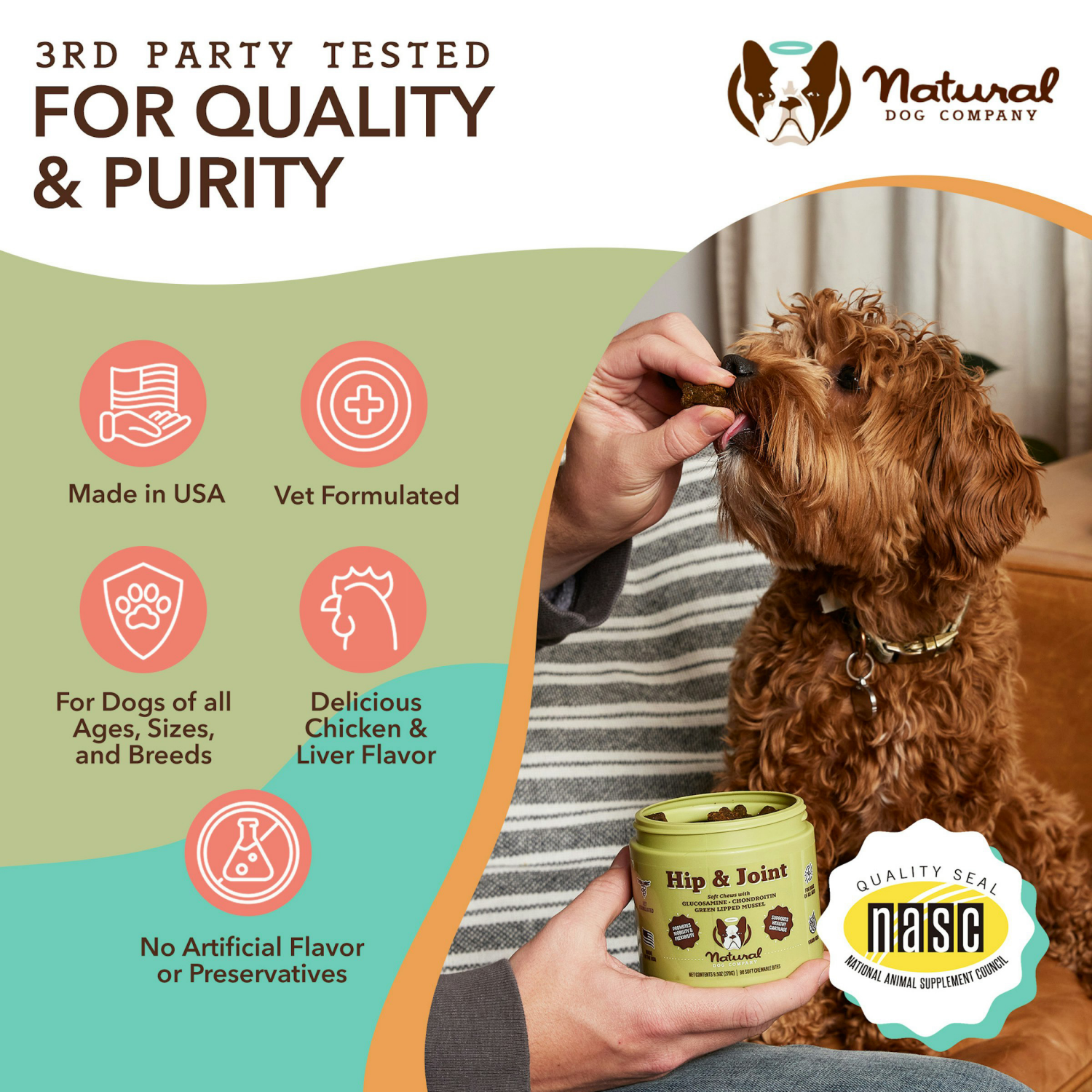 slide 5 of 5, Natural Dog Company Hip And Joint, 90 ct