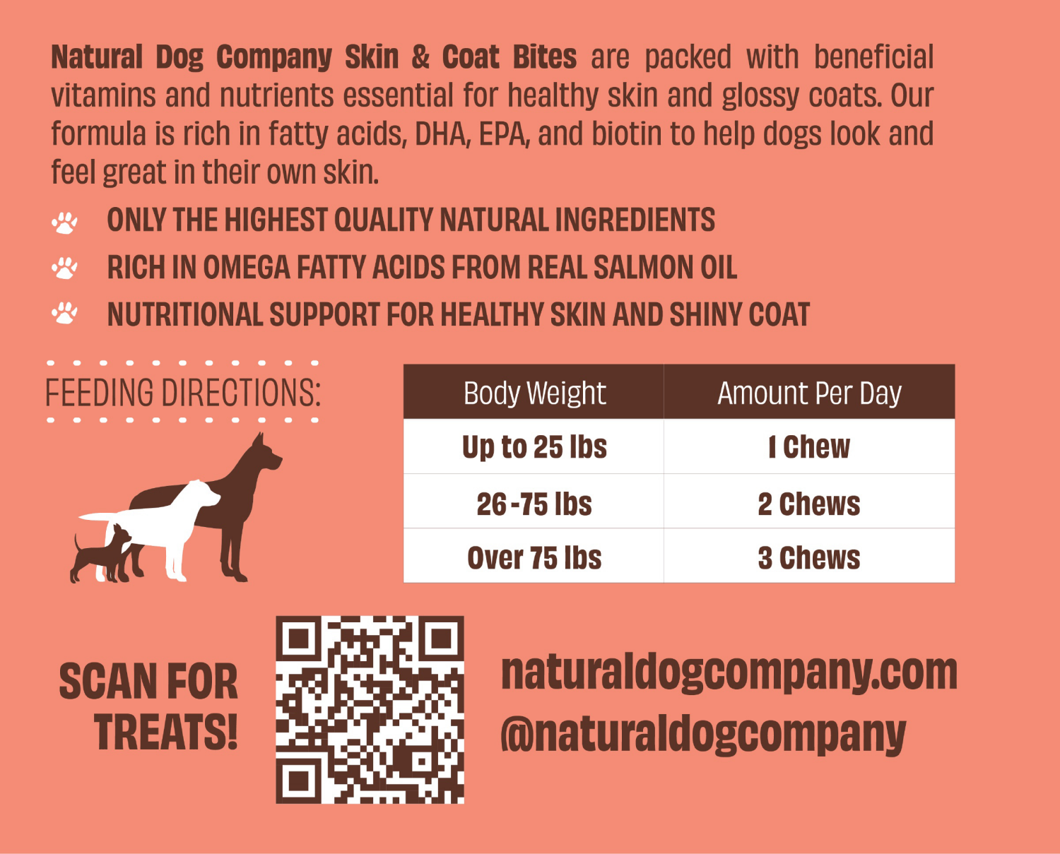 slide 4 of 5, Natural Dog Company Salmon & Peas Skin & Coat Bites 90 Chewable, 90 ct