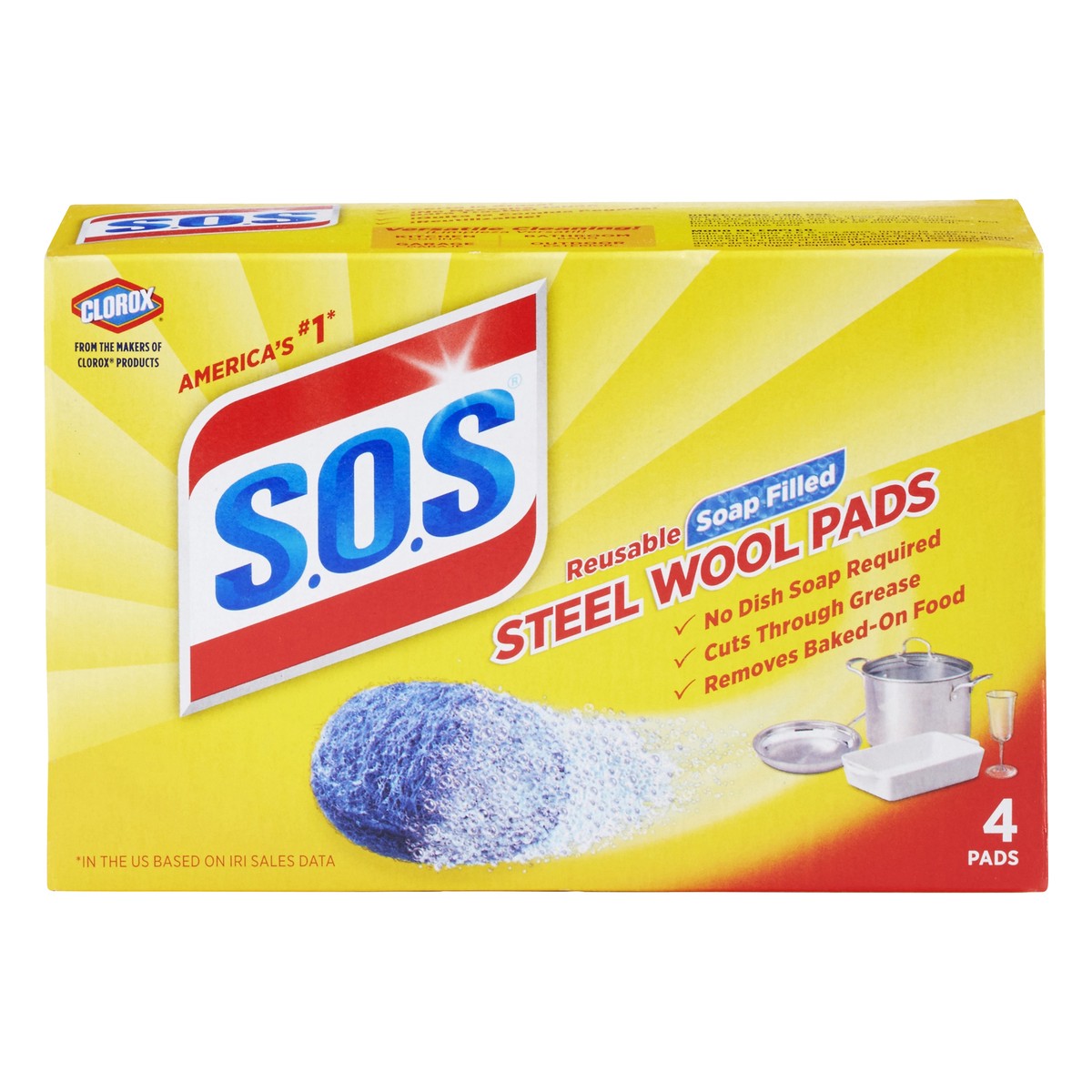 slide 1 of 8, S.O.S. Soap Pads, 4 ct