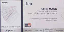 ICU Health 3-Ply White Disposable Face Masks 20 Pc