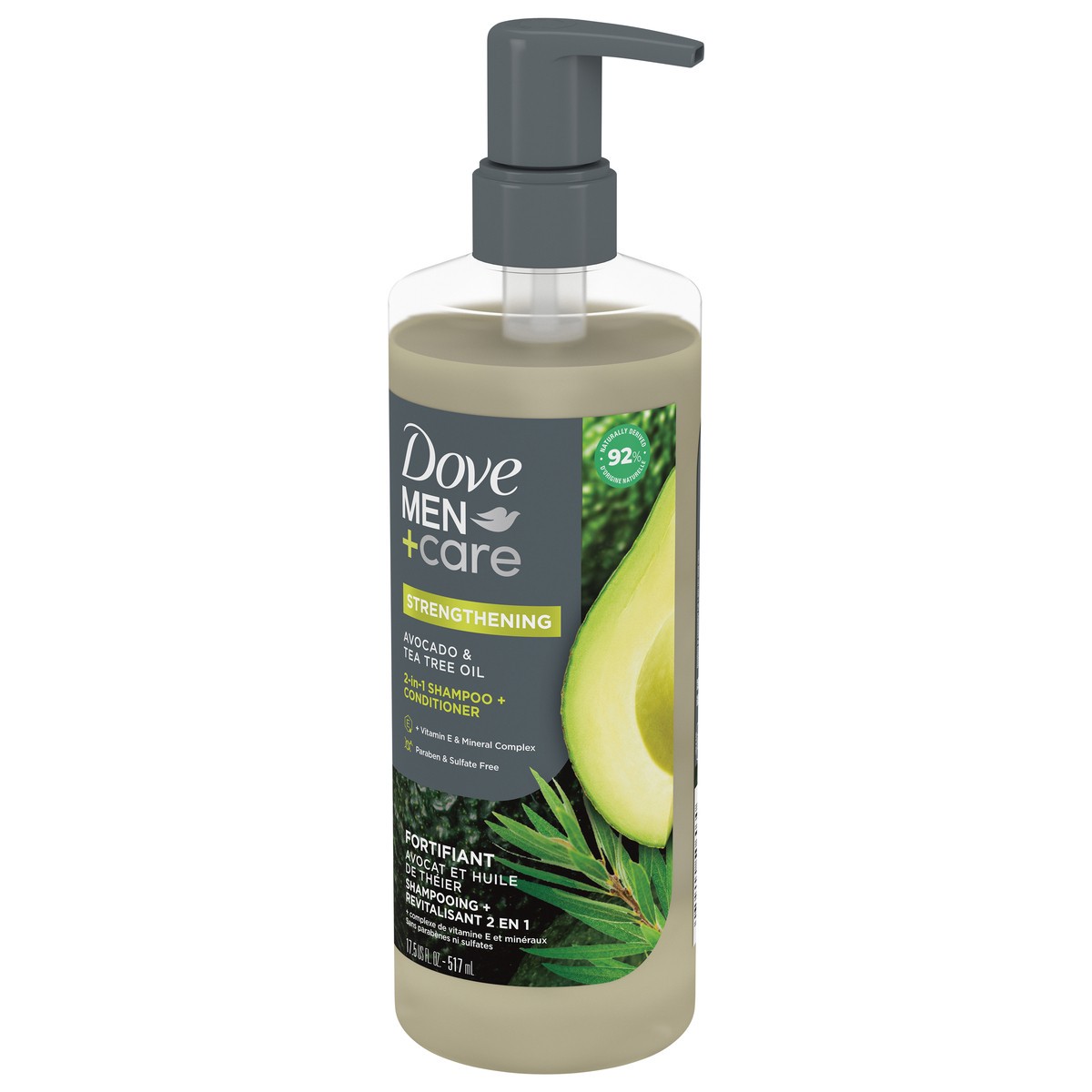 slide 6 of 11, Dove Men+Care 2-in-1 Shampoo + Conditioner Avocado & Tea Tree Oil 17.5 oz, 17.5 fl oz