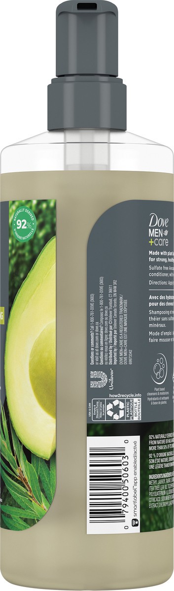 slide 8 of 11, Dove Men+Care 2-in-1 Shampoo + Conditioner Avocado & Tea Tree Oil 17.5 oz, 17.5 fl oz