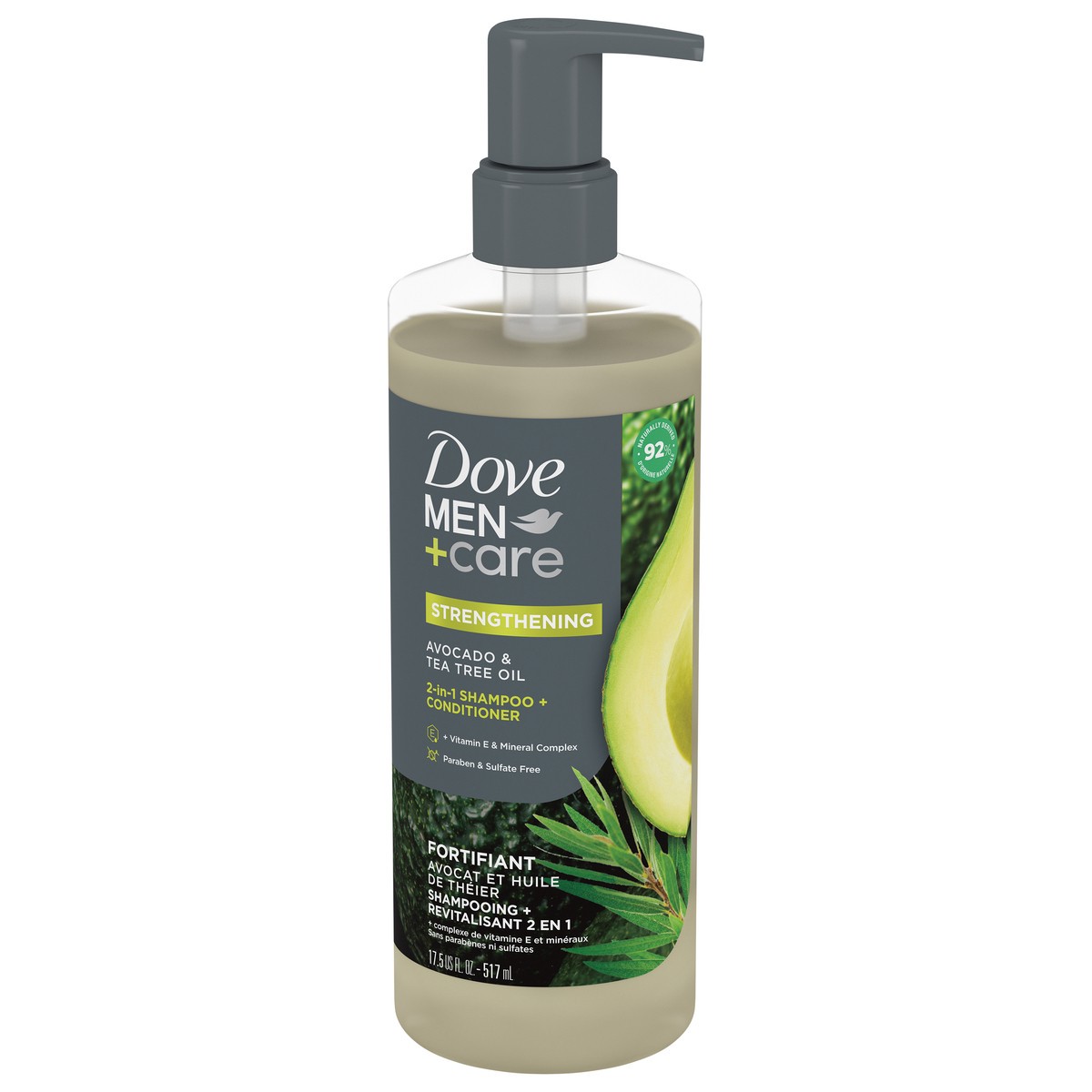 slide 7 of 11, Dove Men+Care 2-in-1 Shampoo + Conditioner Avocado & Tea Tree Oil 17.5 oz, 17.5 fl oz