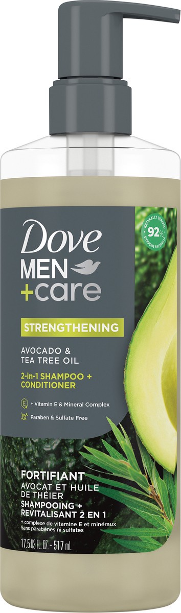 slide 10 of 11, Dove Men+Care 2-in-1 Shampoo + Conditioner Avocado & Tea Tree Oil 17.5 oz, 17.5 fl oz