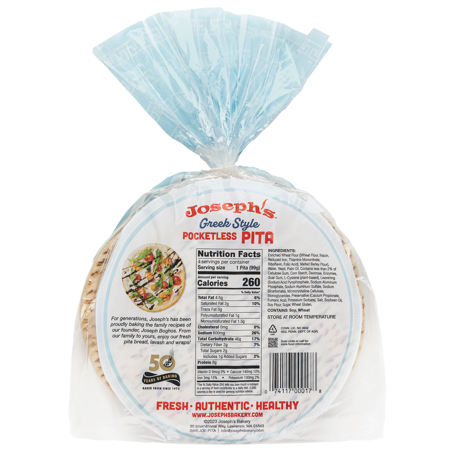 slide 2 of 2, Joseph's Greek Style Pita Bread, 1 Pack, 4 Count, 14 oz
