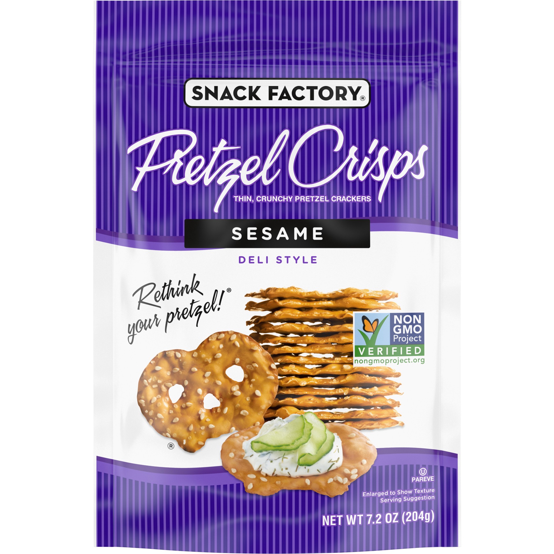 slide 1 of 1, Snack Factory Sesame Pretzel Crisps, 7.2 oz