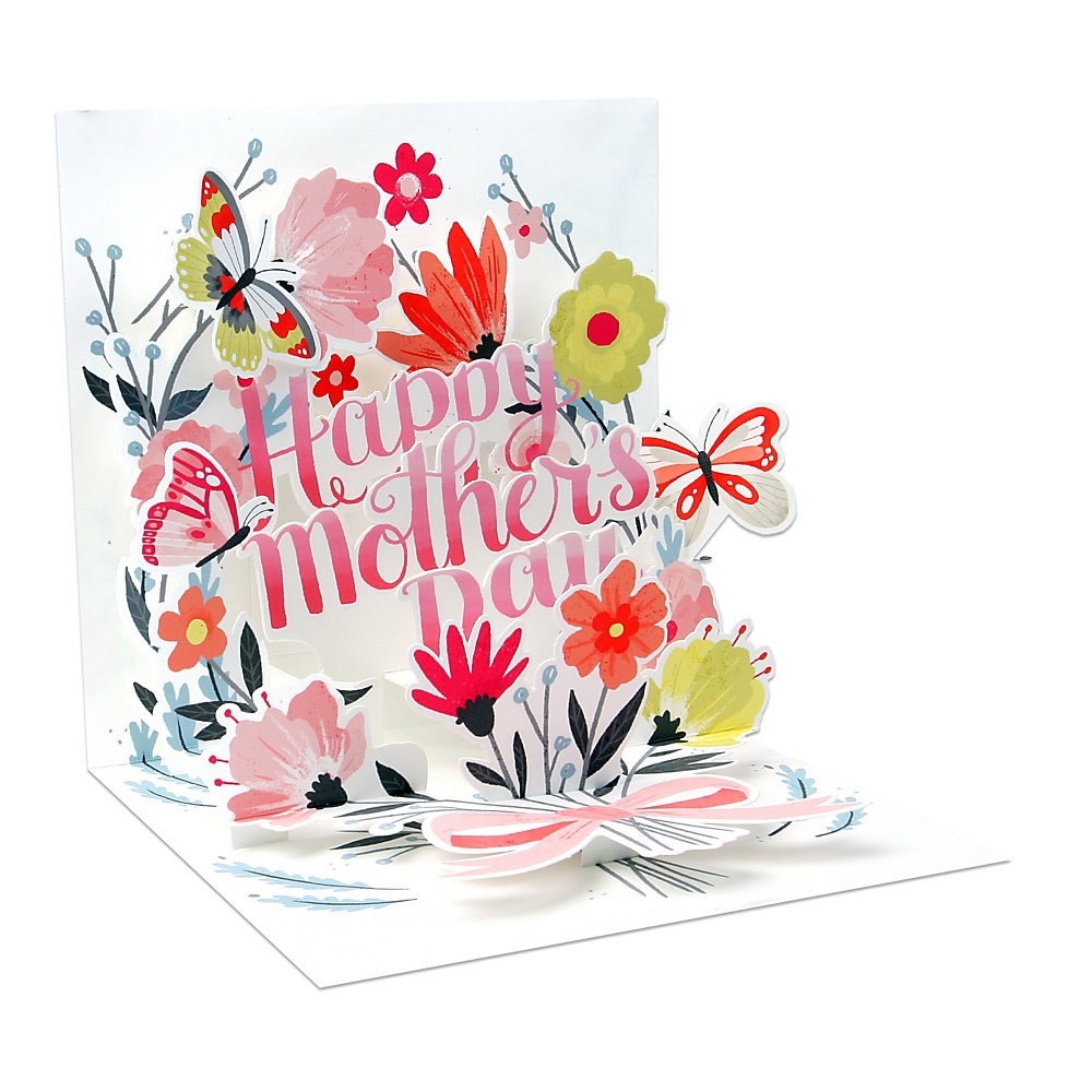 slide 1 of 1, Up With Paper Mother's Day Pop-Up Greeting Card With Envelope, 5-1/4'' X 5-1/4'', Springtime Bouquet, 1 ct