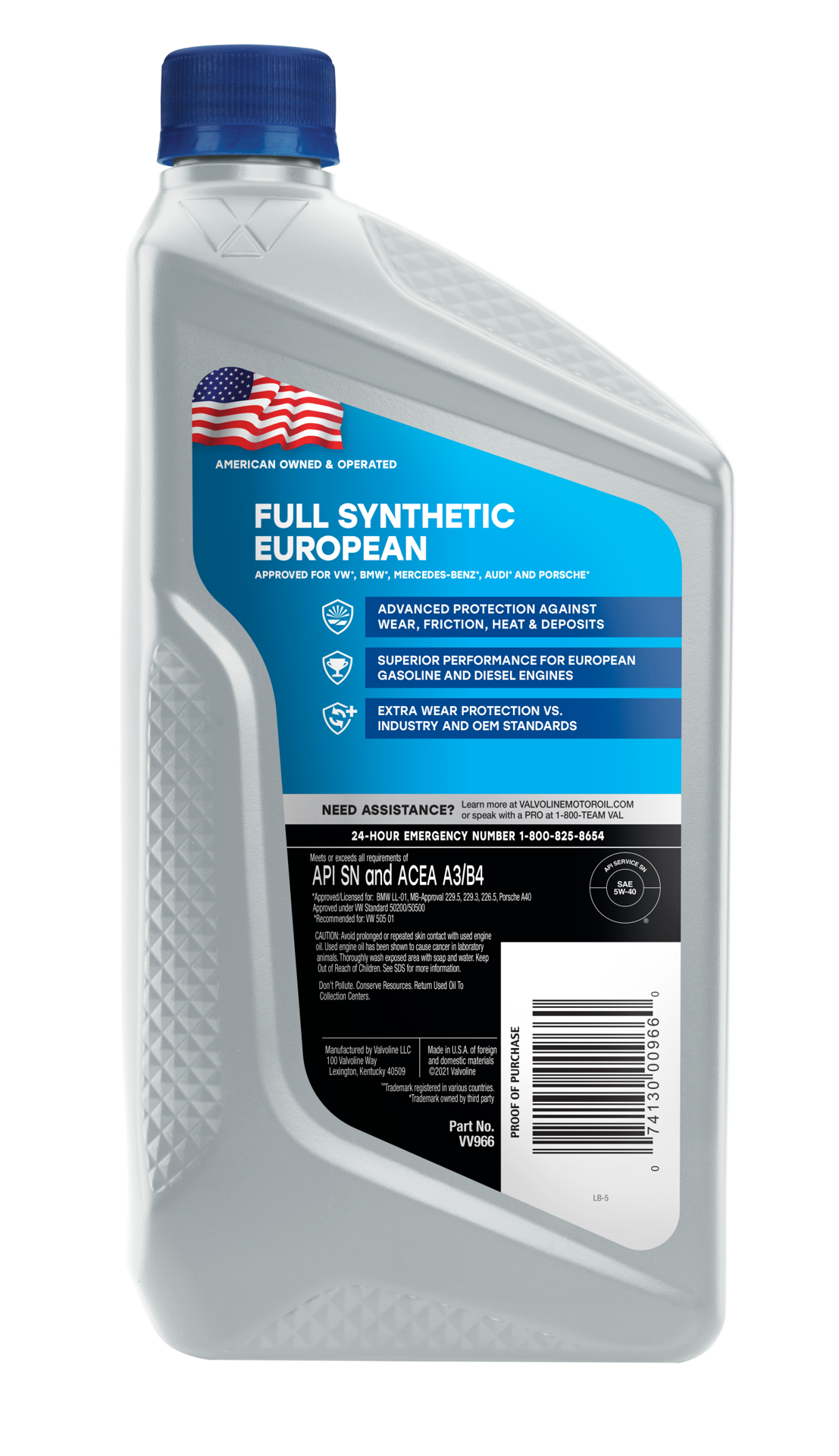 slide 2 of 2, Valvoline European Vehicle Full Synthetic SAE 5W-40 Motor Oil 1 QT, 1 ct