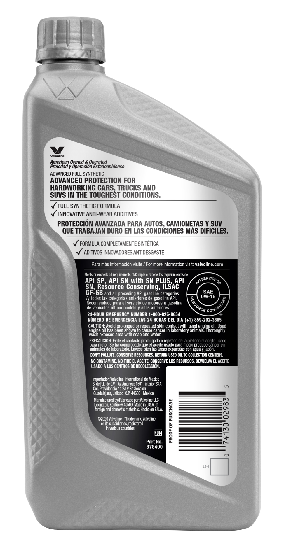 slide 2 of 2, Valvoline Advanced Full Synthetic SAE 0W-16 Motor Oil 1 QT, 1 ct
