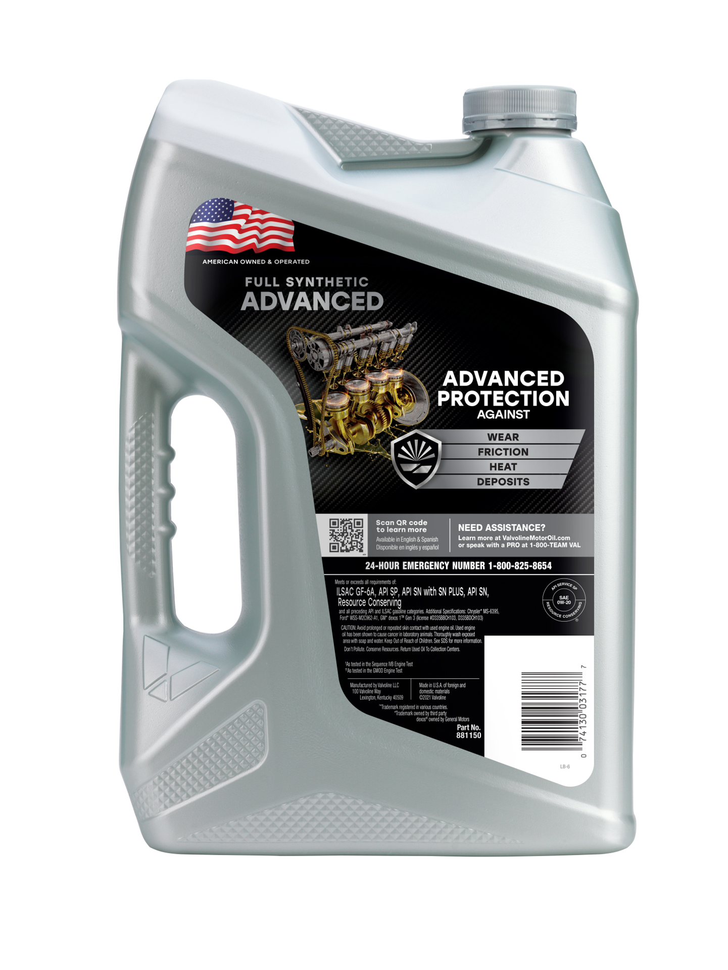 slide 2 of 2, Valvoline Advanced Full Synthetic SAE 0W-20 Motor Oil 5 QT, 1 ct