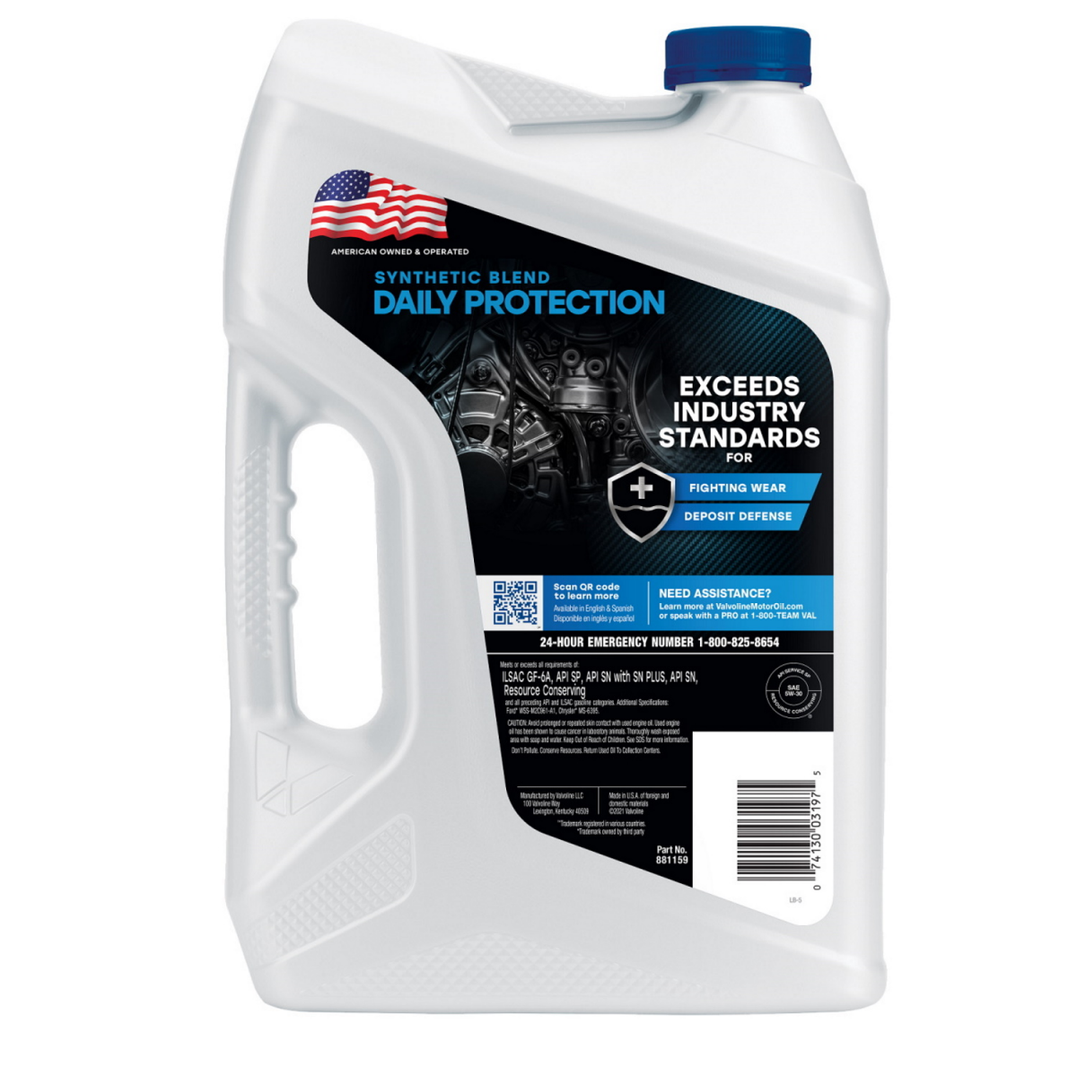 slide 2 of 2, Valvoline Daily Protection SAE 5W-30 Synthetic Blend Motor Oil 5 QT, 1 ct