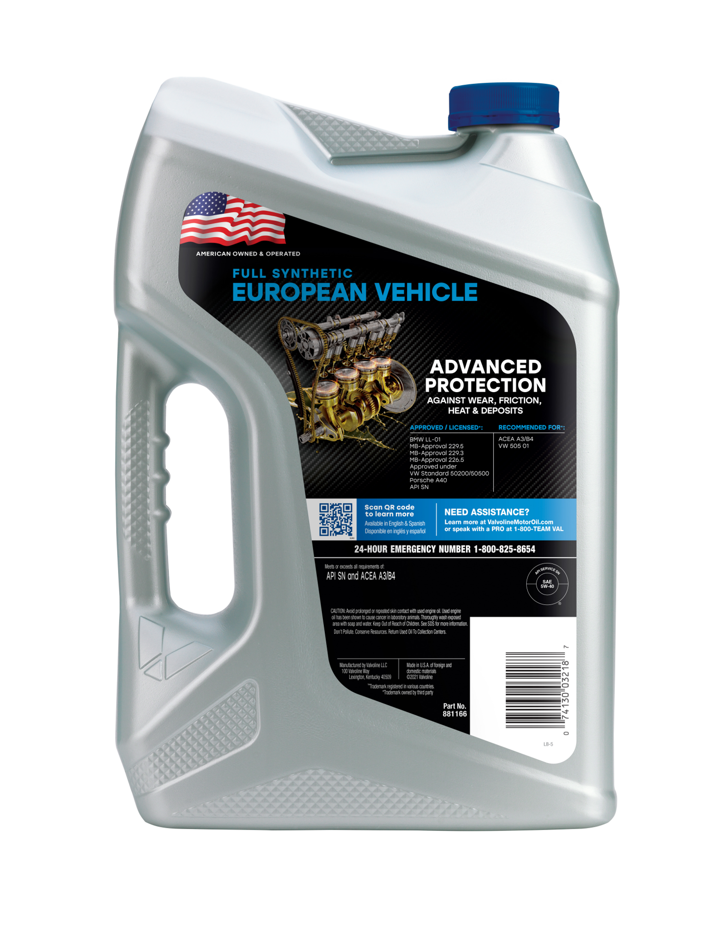 slide 2 of 2, Valvoline European Vehicle Full Synthetic SAE 5W-40 Motor Oil 5 QT, 1 ct