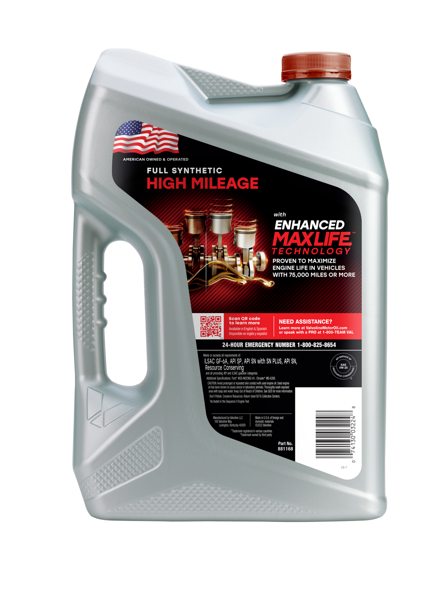 slide 2 of 2, Valvoline Full Synthetic High Mileage with MaxLife Technology SAE 0W-20 Motor Oil 5 QT, 1 ct