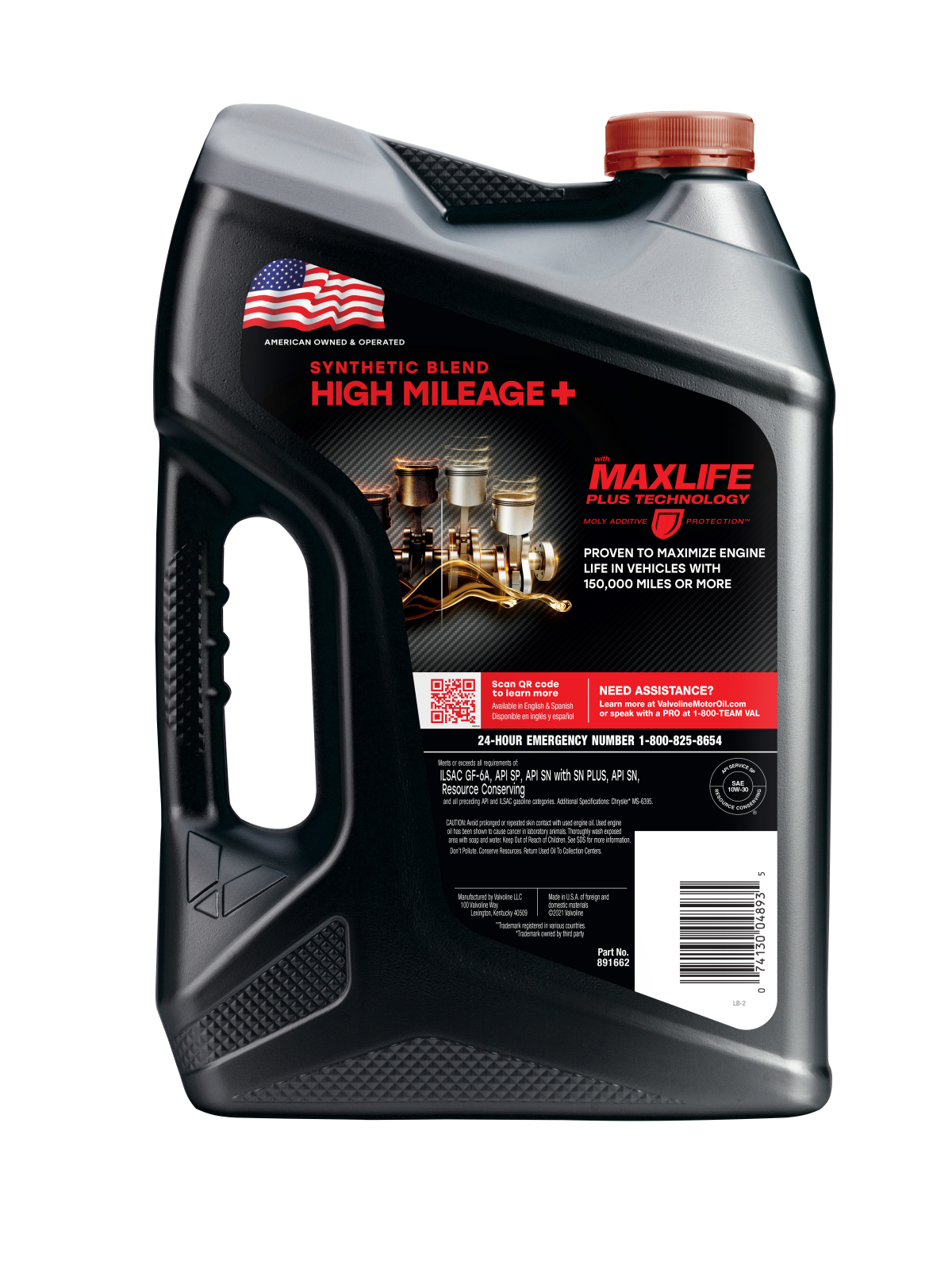 slide 2 of 2, Valvoline High Mileage 150K with Maxlife Plus Technology Motor Oil SAE 10W-30 5 QT, 1 ct