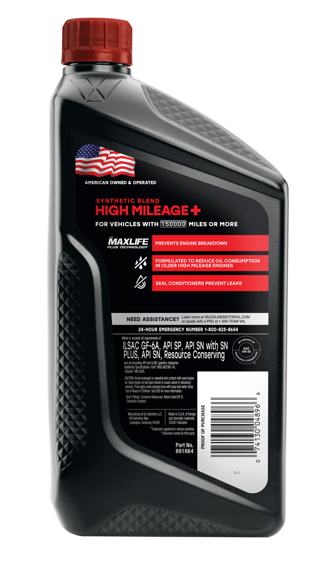 slide 2 of 2, Valvoline High Mileage MaxLife SAE 5W-30 Synthetic Blend Motor Oil, 1 ct