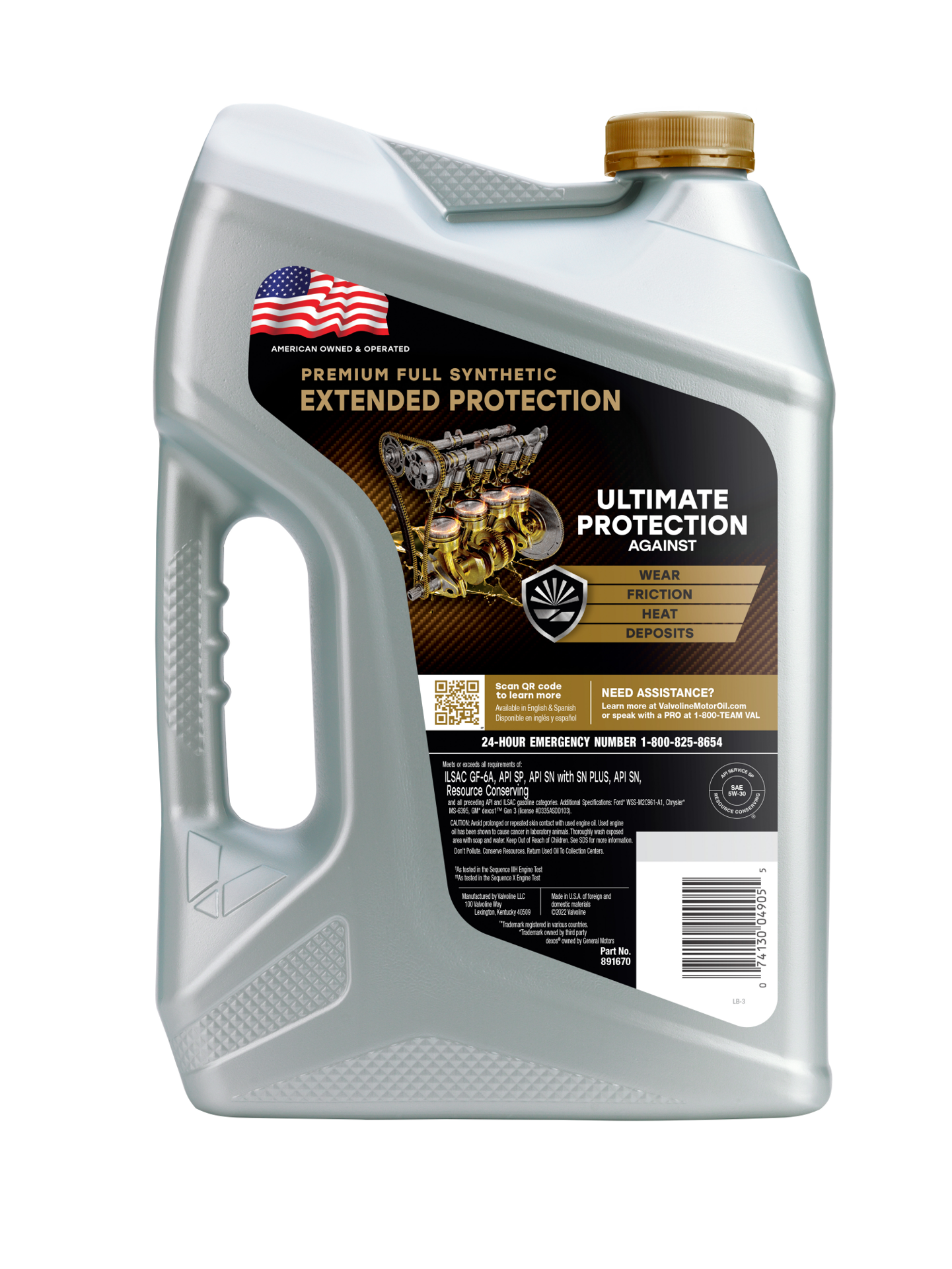 slide 2 of 2, Valvoline Extended Protection Full Synthetic Motor Oil SAE 5W-30 5 QT, 1 ct