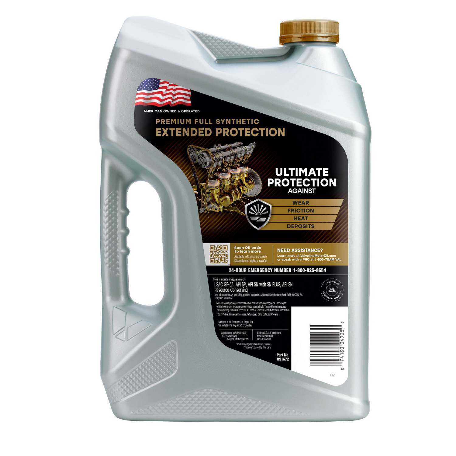slide 2 of 2, Valvoline Extended Protection Full Synthetic Motor Oil SAE 5W-20 5 QT, 1 ct