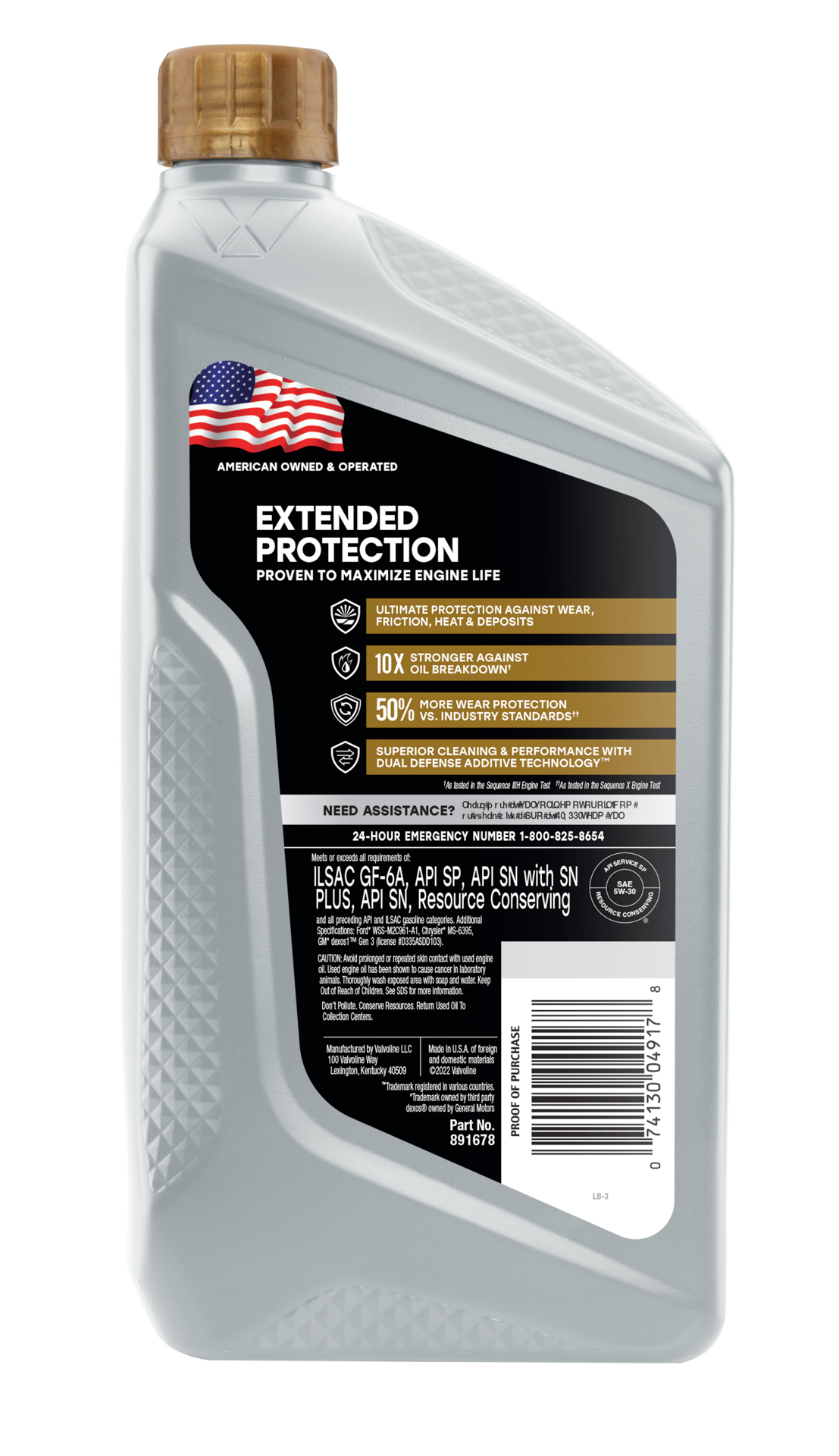 slide 2 of 2, Valvoline Extended Protection Full Synthetic Motor Oil SAE 5W-30 1 QT, 1 ct