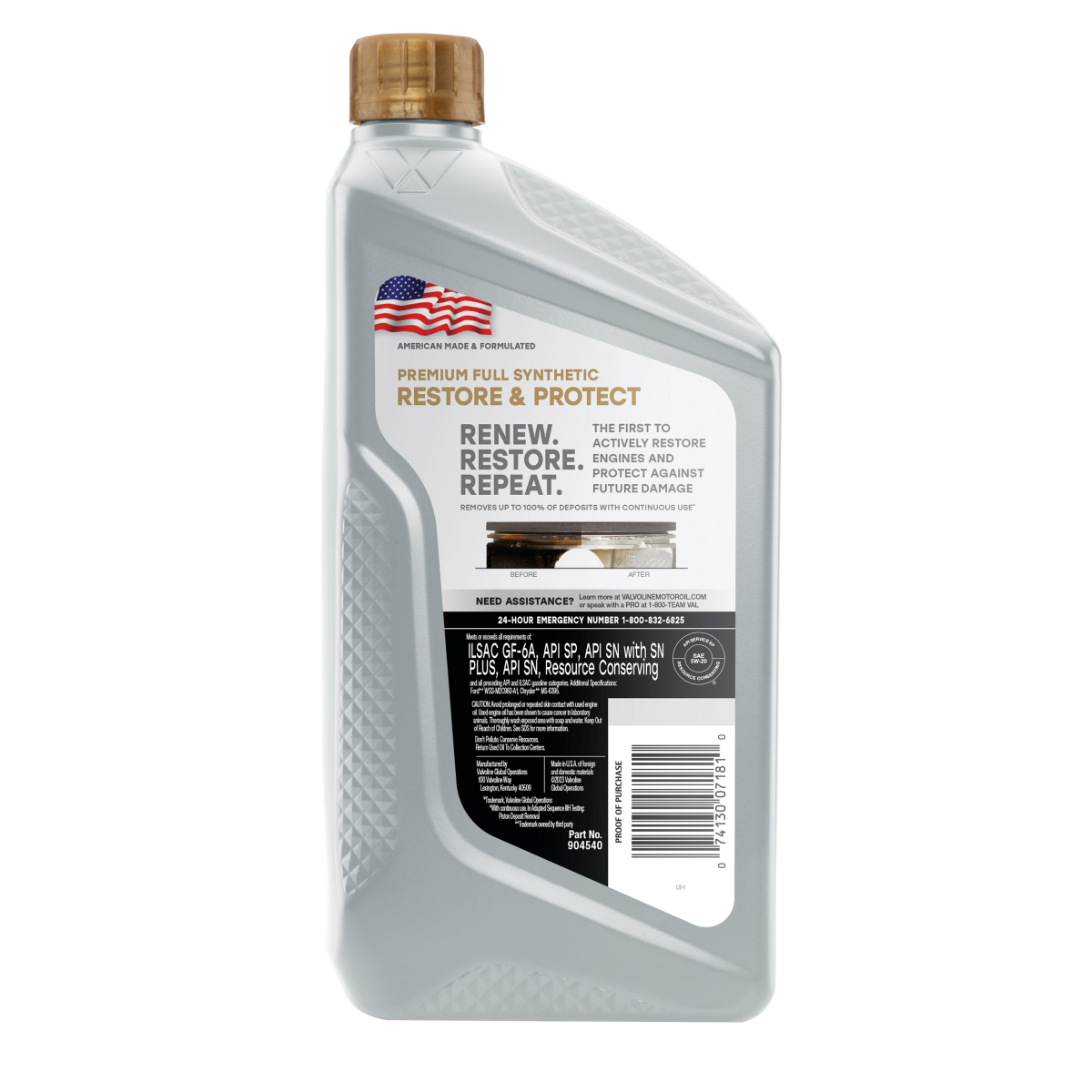 slide 2 of 2, Valvoline Restore & Protect Full Synthetic 5W-20 Motor Oil, 1 qt
