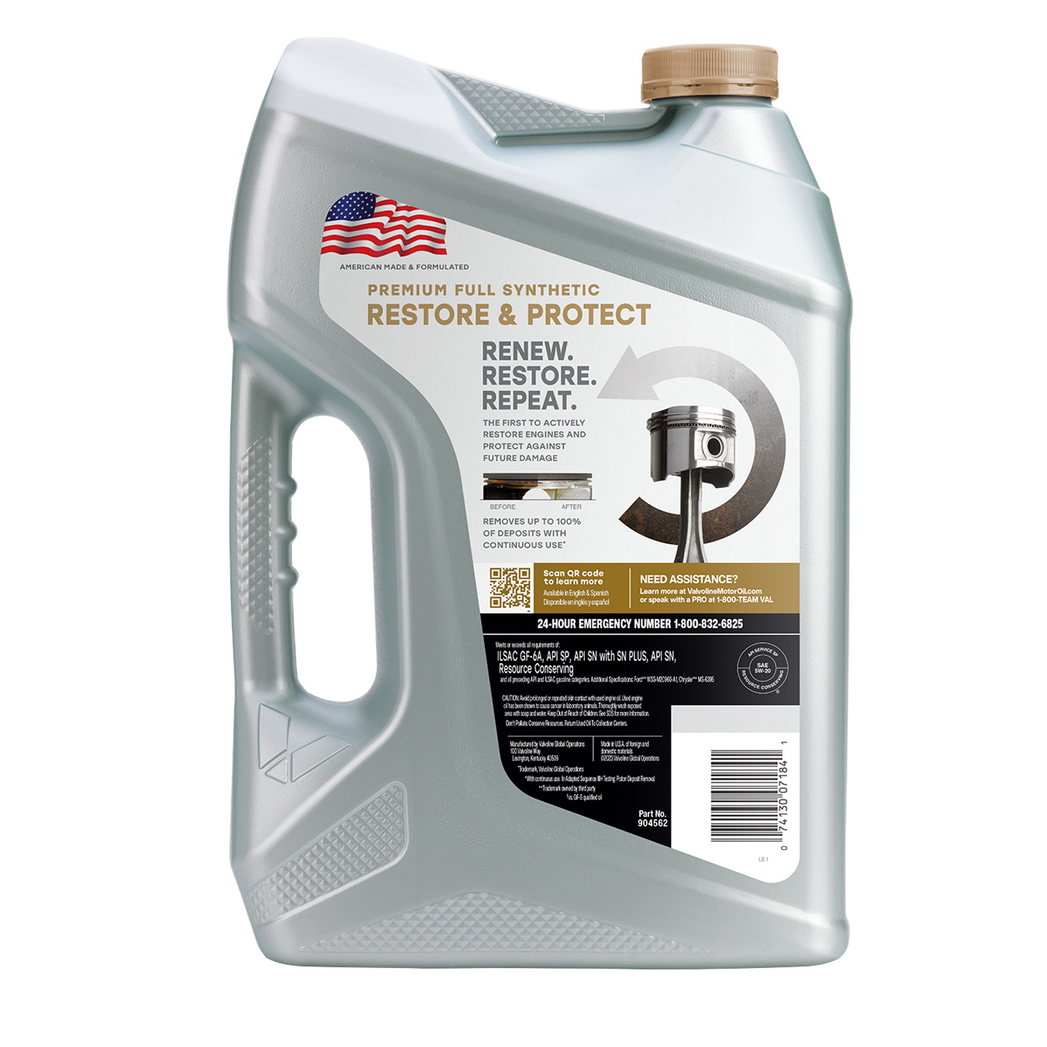 slide 2 of 2, Valvoline Restore & Protect Premium Full Synthetic Sae 5W-20 Motor Oil, 5 qt