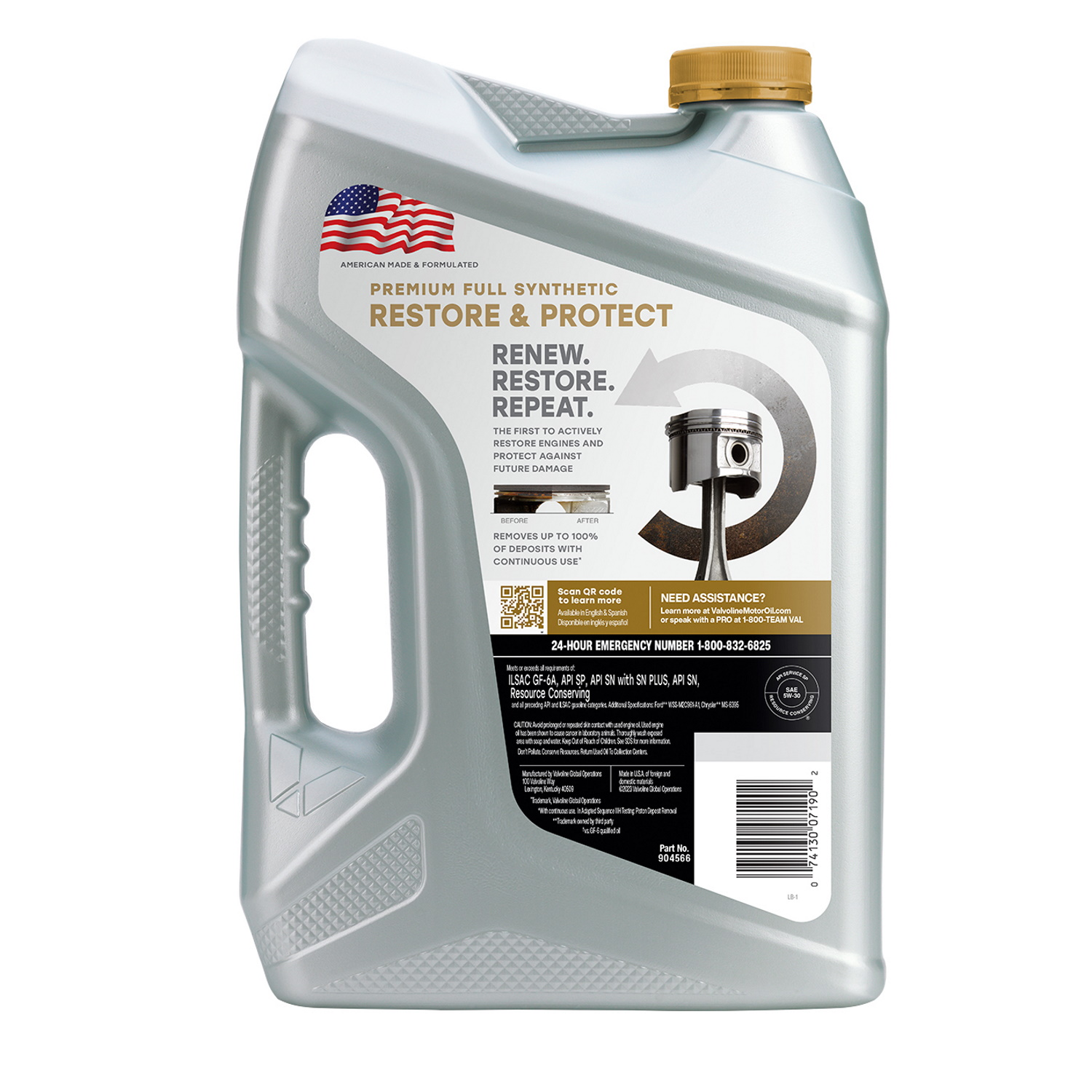 slide 2 of 2, Valvoline Restore & Protect Premium Full Synthetic Sae 5W-30 Motor Oil, 5 qt