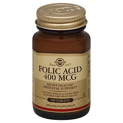 slide 1 of 1, Solgar Folic Acid, 100 ct; 400 mcg