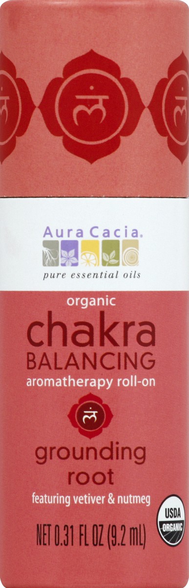 slide 2 of 2, Aura Cacia Chakra Balancing Grounding Root Organic Roll-On, 0.31 fl oz