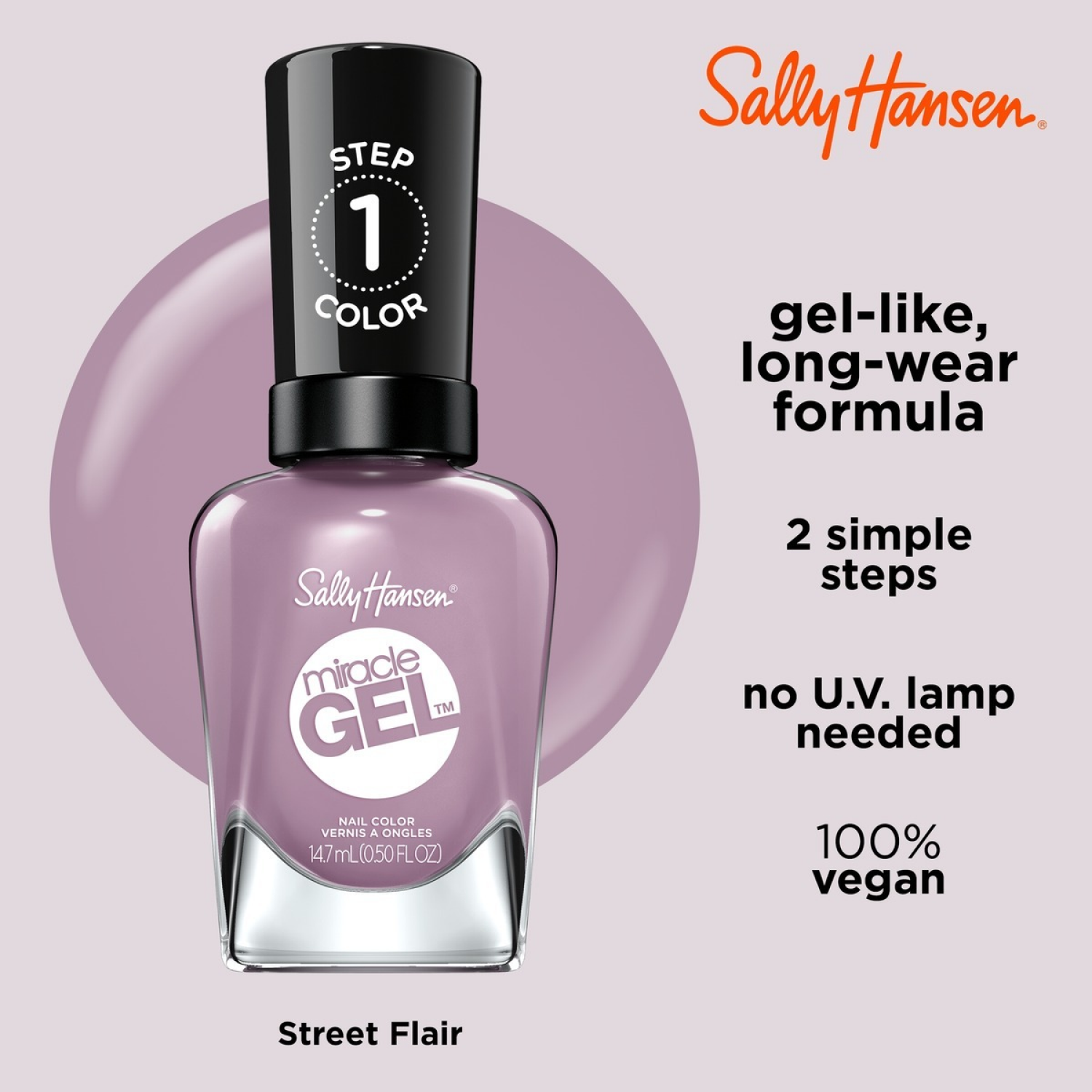 slide 3 of 7, Sally Hansen Miracle Gel, Street Flair, Gel Nail Polish, Chip-Resistant Nail Polish, Lasts up to 8 Days, 0.5 fl oz, 14.70 mL
