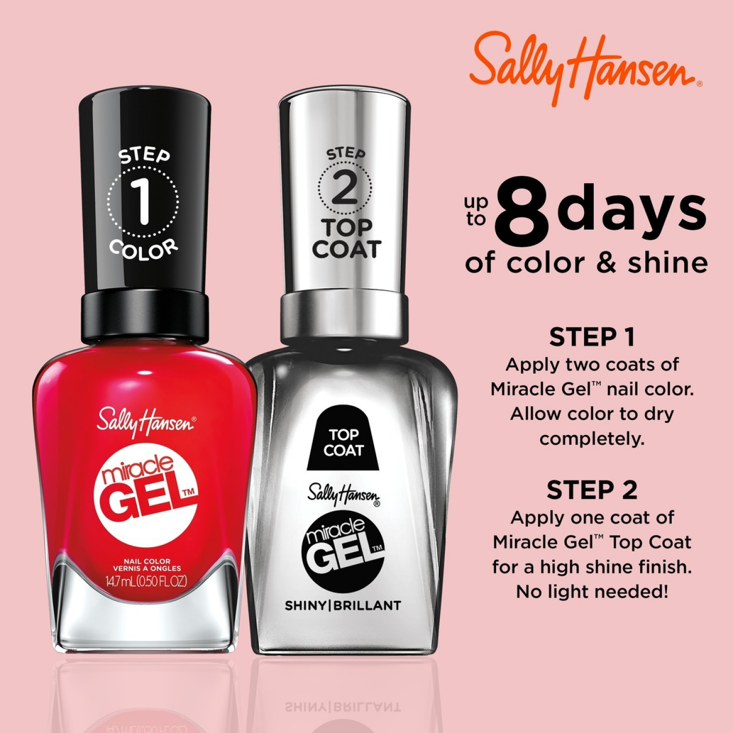 slide 3 of 6, Sally Hansen Miracle Gel Nail Polish - Red Eye 470, 0.5 fl oz