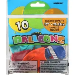 Unique Assorted, 12 Inches Balloons 10 ea
