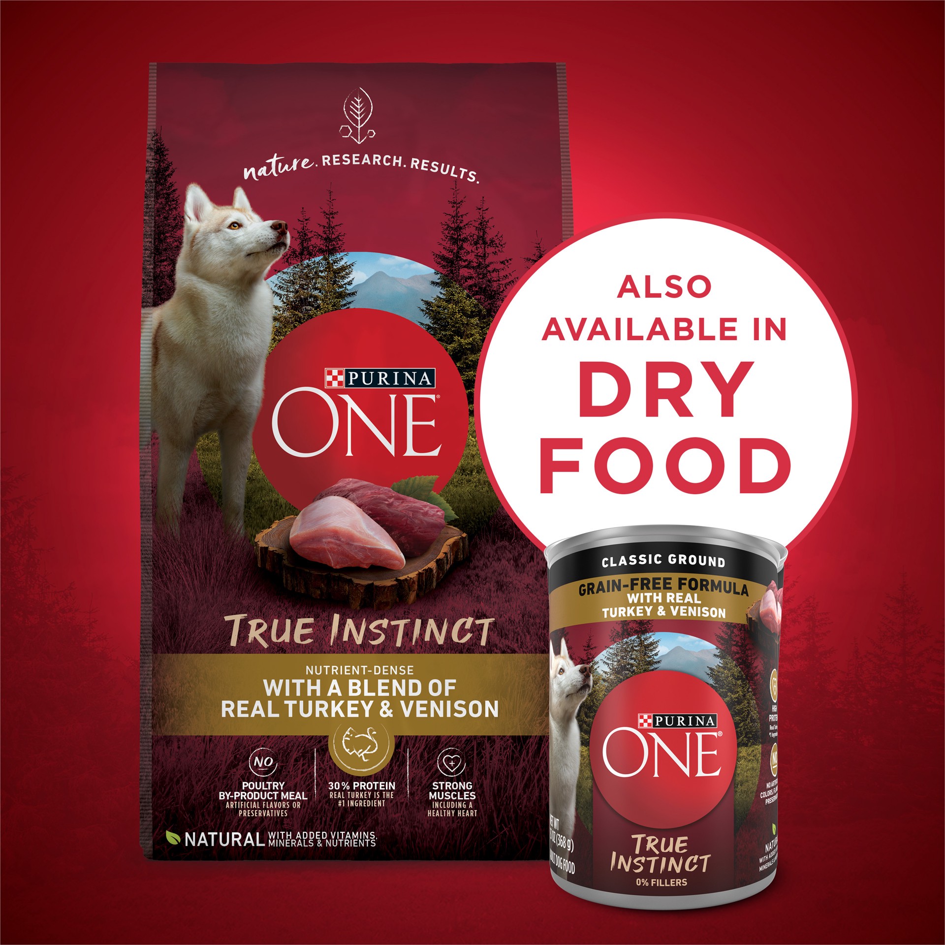 slide 6 of 7, ONE Purina ONE Wet Dog Food True Instinct Classic Ground Grain-Free Formula With Real Turkey And Venison High Protein Wet Dog Food, 13 oz