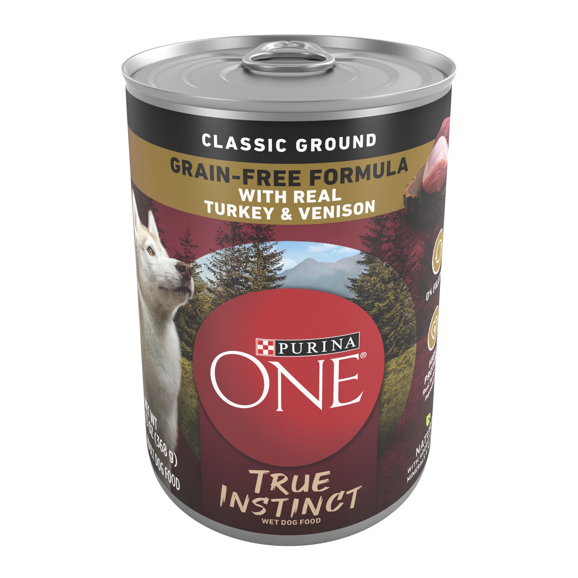 slide 1 of 7, ONE Purina ONE Wet Dog Food True Instinct Classic Ground Grain-Free Formula With Real Turkey And Venison High Protein Wet Dog Food, 13 oz