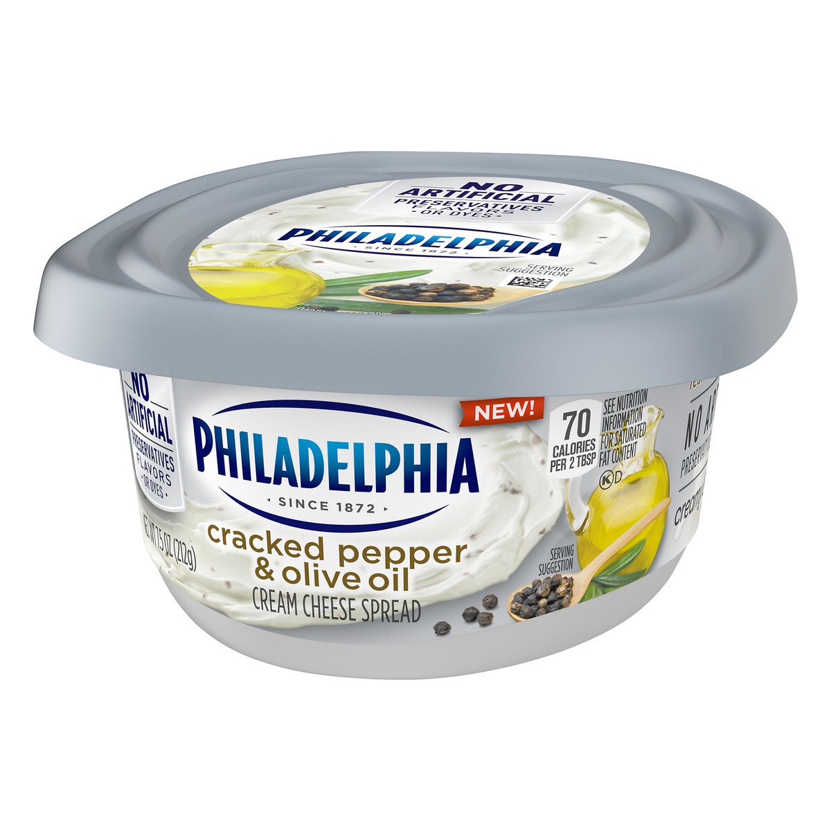 slide 8 of 10, Philadelphia Cracked Pepper & Olive Oil Cream Cheese Spread, 7.5 oz Tub, 7.5 oz