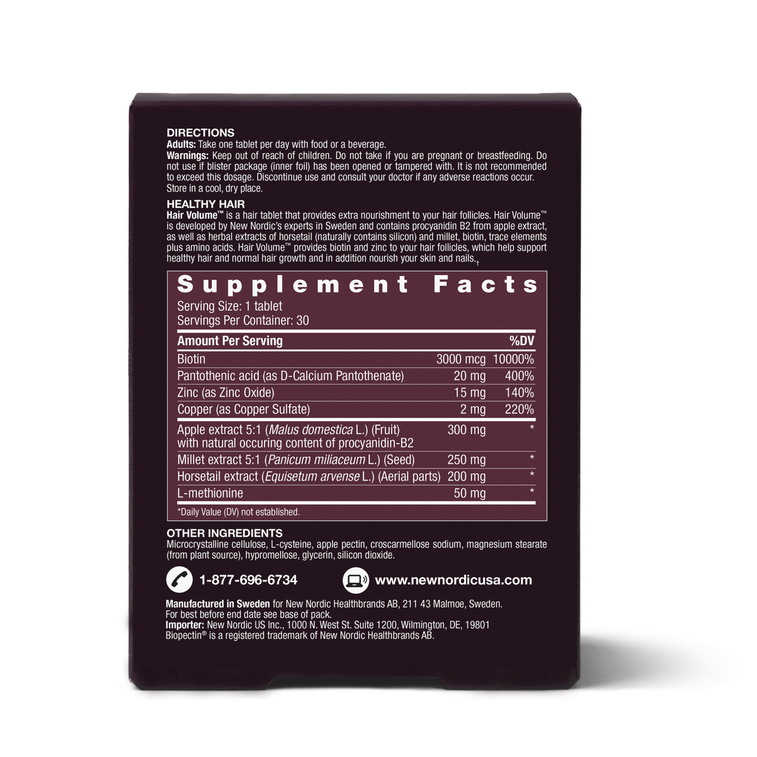 slide 2 of 4, New Nordic Hair Volume Tablets, 30 ct