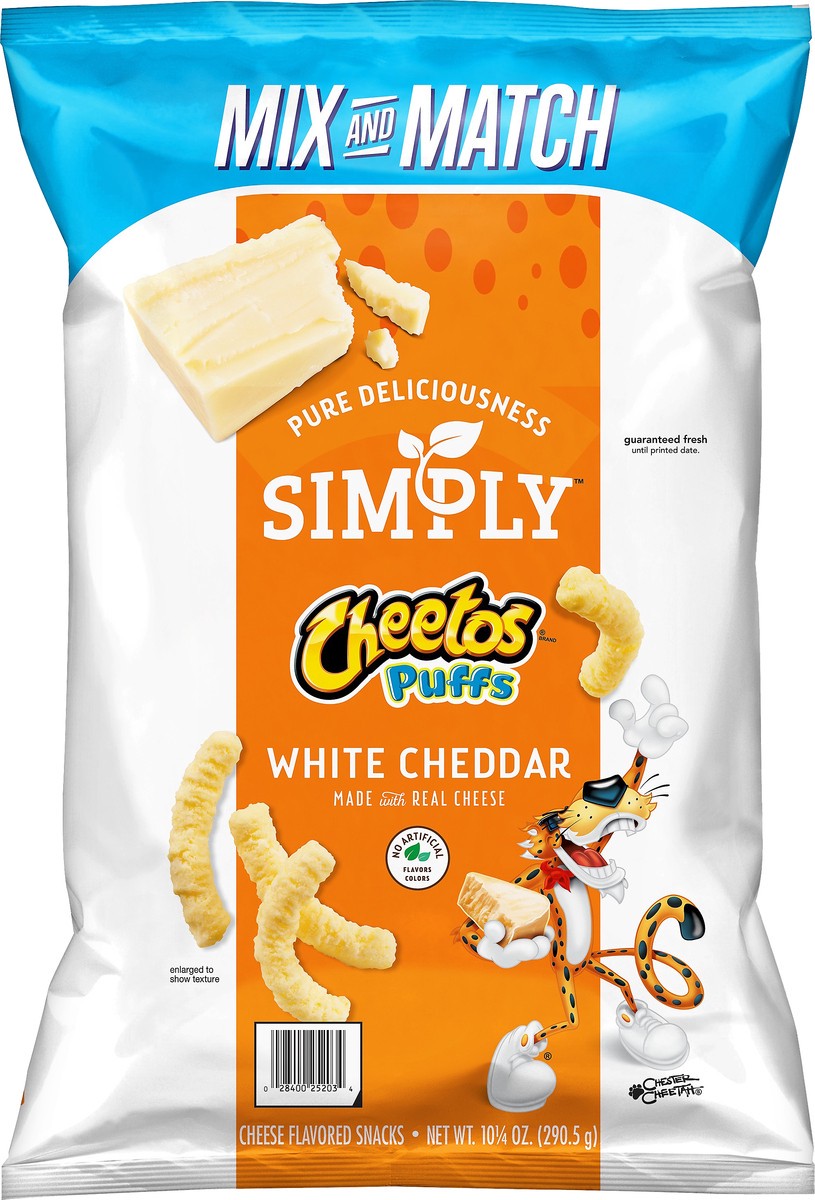 slide 2 of 7, Cheetos Simply White Cheddar Cheese Puffs 10.25 oz, 10.25 oz