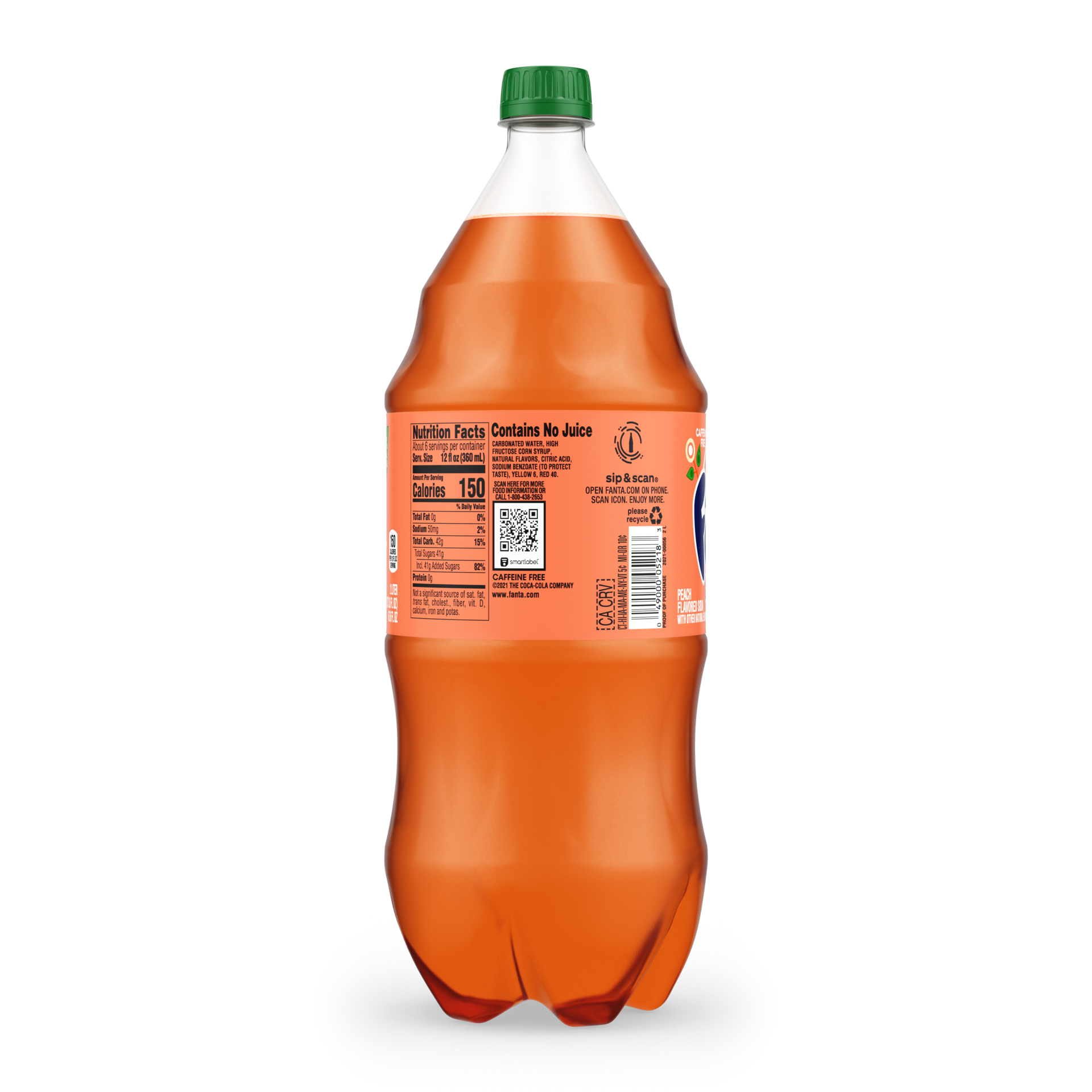 slide 5 of 5, Fanta Peach Soda Bottle Fruit Flavored Soft Drink, 2 Liters, 67.60 fl oz